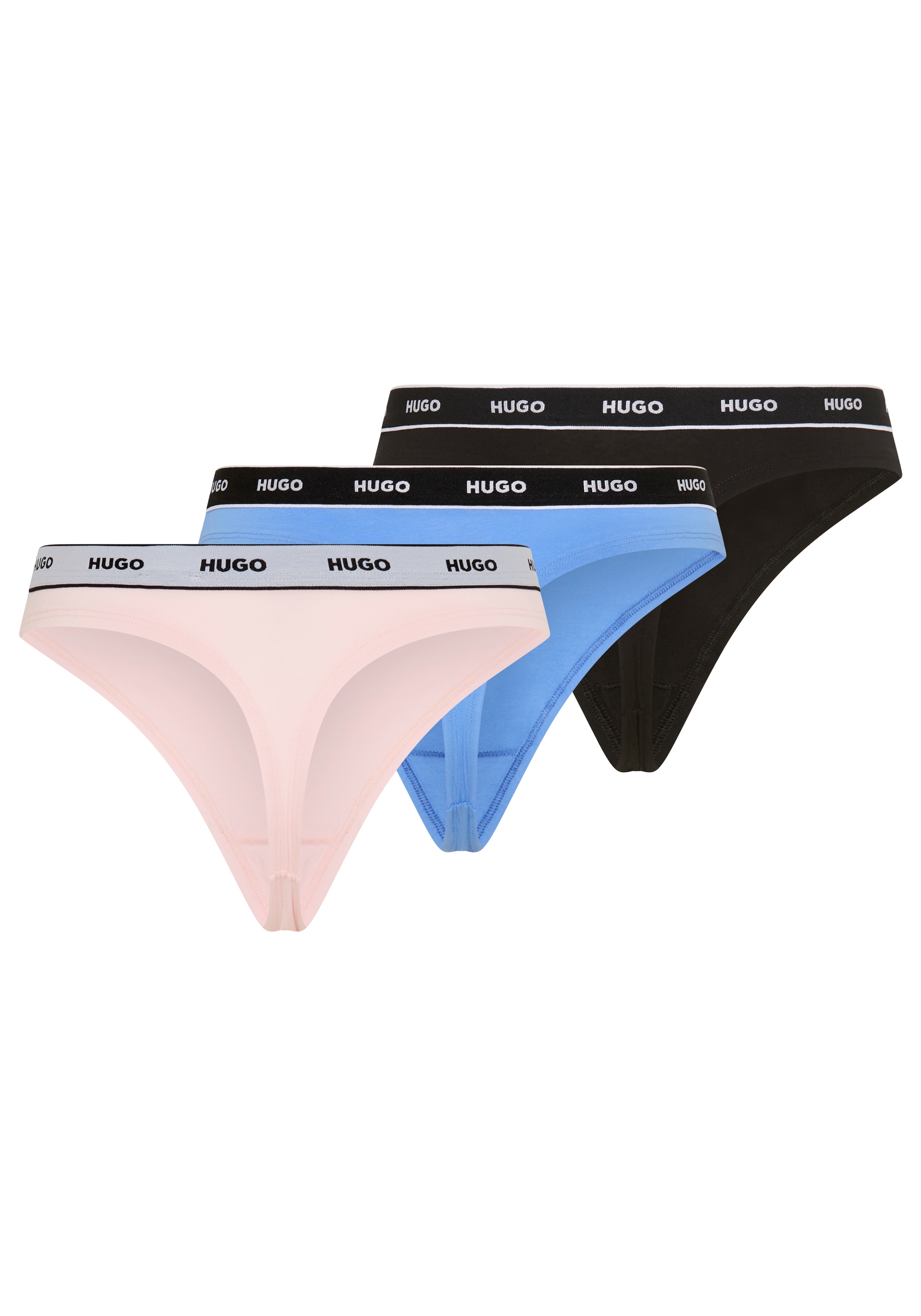 HUGO Underwear String "TRIPLET THONG STRIPE" elastischer Bund mit Logo, enganliegend