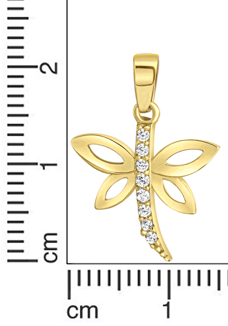 Firetti Kettenanhänger »Schmuck Geschenk Gold 375 Halsschmuck Anhänger Halskette Libelle«, mit Zirkonia (synth.)