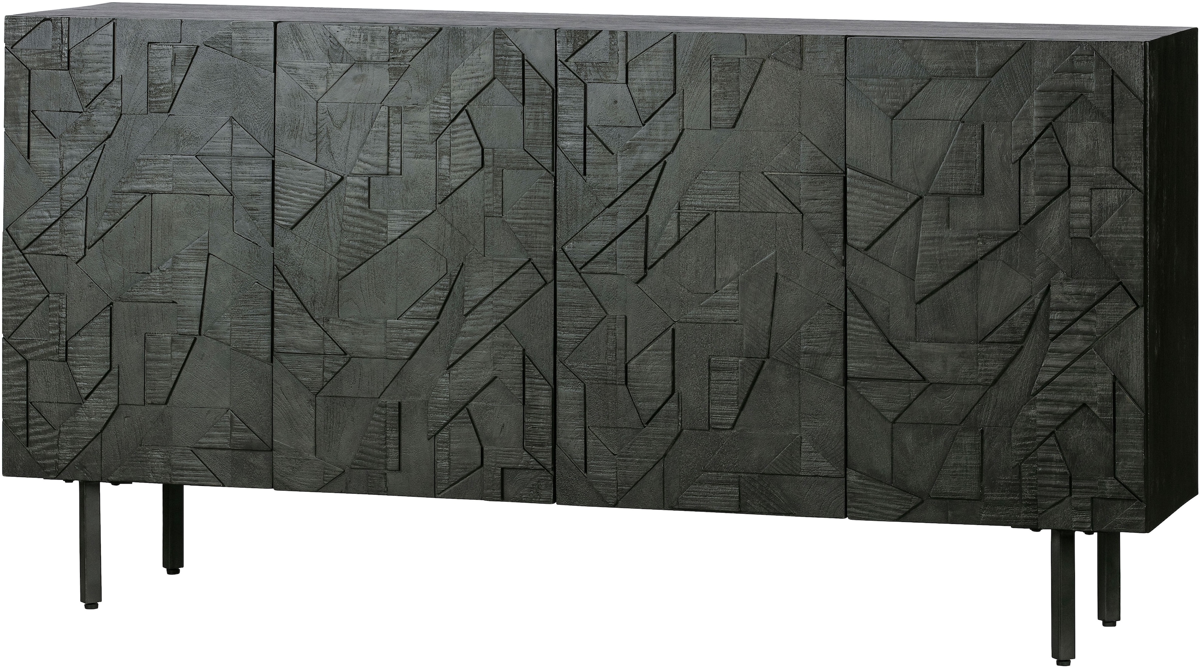 WOOOD Sideboard »Counter mit Massivmangoholz und gefrästen Türen B 160 x T 40 x H 83 cm« Tragkraft 10 kg pro Einlegeboden, Dämpfung Funktion