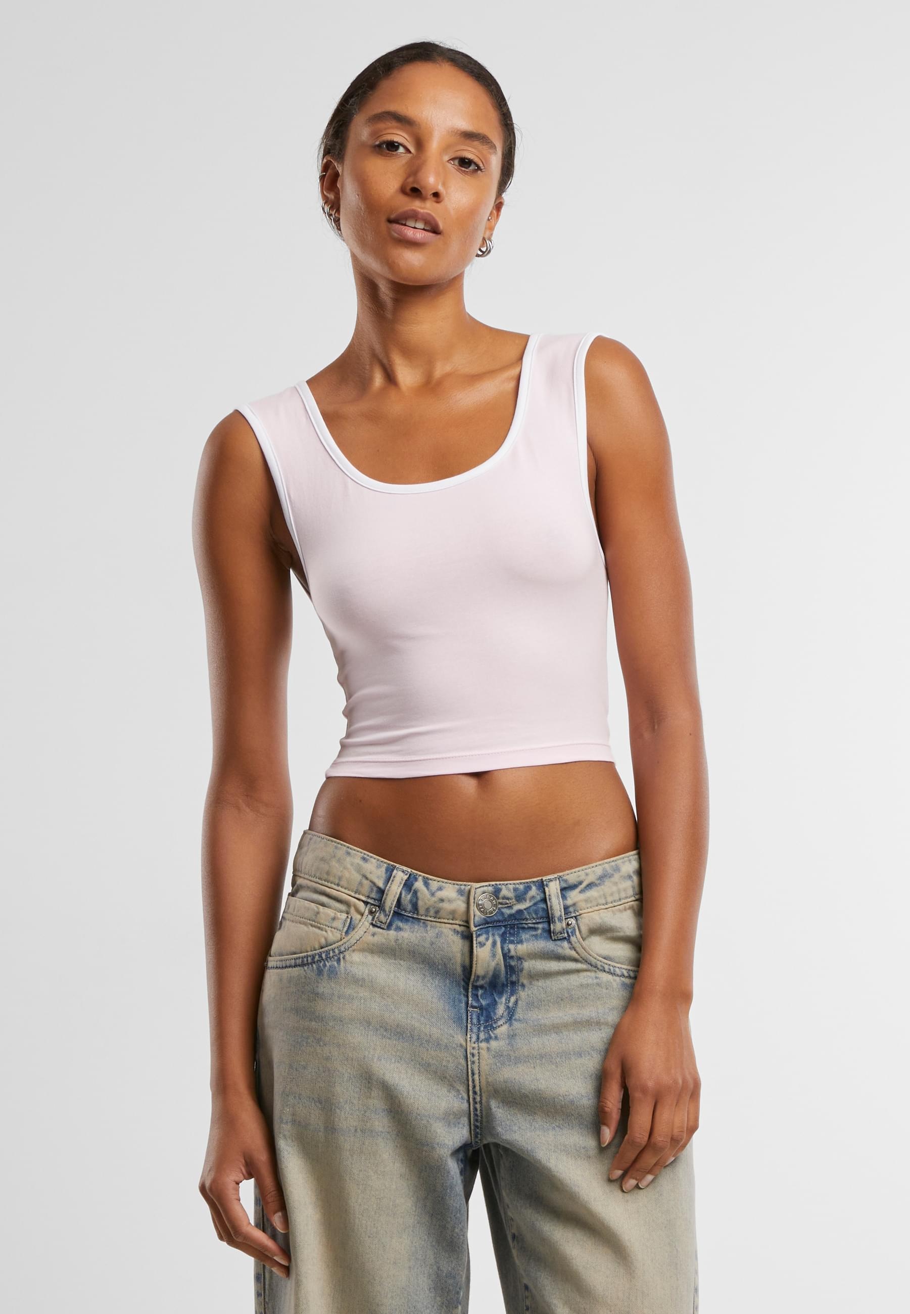 URBAN CLASSICS T-Shirt »Urban Classics Ladies Contrast Cropped Top«, (1 tlg.)