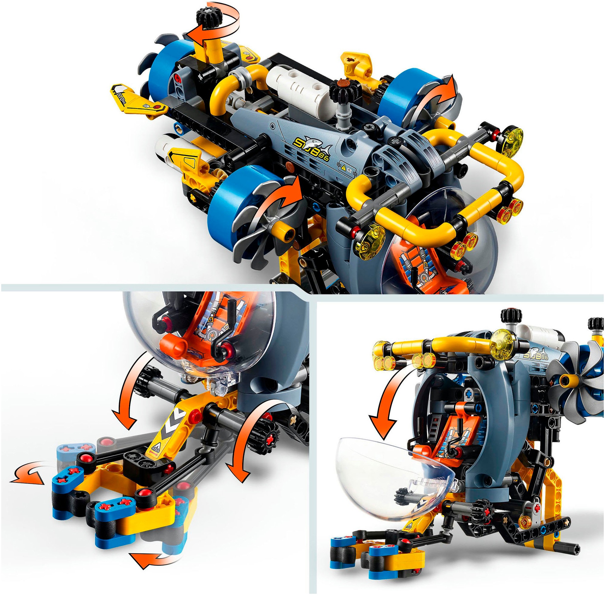 LEGO® Konstruktionsspielsteine »Tiefseeforscher U-Boot (42201), LEGO Technic«, (413 St.), Made in Europe