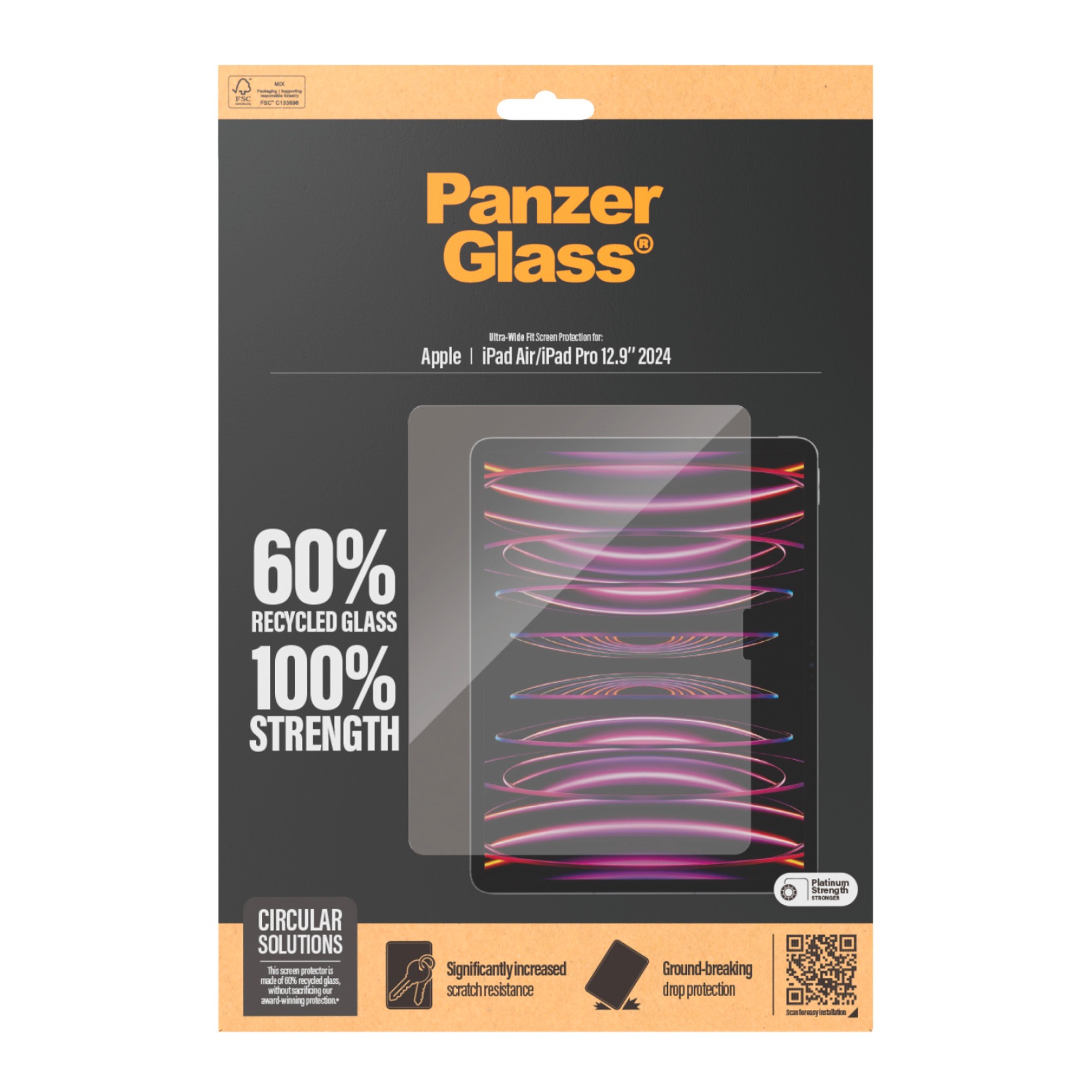 PanzerGlass Displayschutzglas »Ultra Wide Fit Screen Protector«, für Apple iPad Air-Apple iPad Pro 12.9 2024, Displayschutzfolie, Schutzfolie, Bildschirmschutz, kratz- & stoßfest