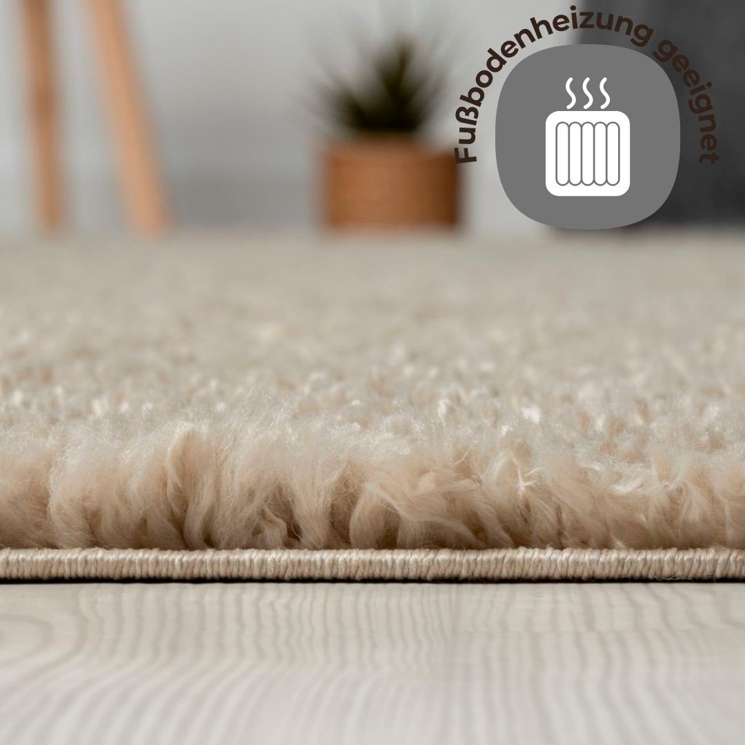 Hochflor-Teppich OTTO HOME "Banji", beige, B:120cm H:37mm L:120cm Ø:120cm, Polypropylen (PP), Teppiche, Uni Farben, weich und flauschig, auch als rechteckig erhältlich 3