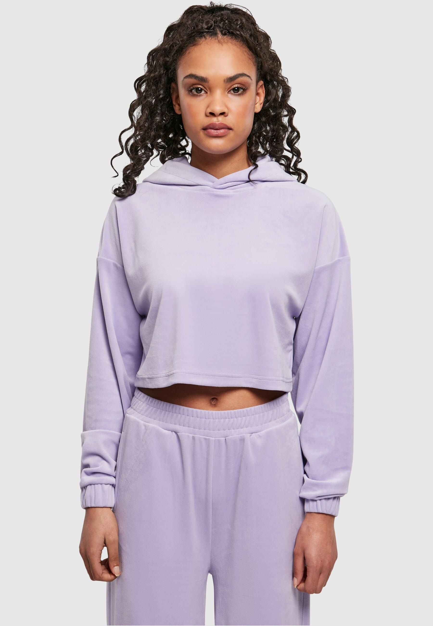 URBAN CLASSICS Kapuzenpullover »Urban Classics Damen Ladies Cropped Velvet Oversized Hoody«, (1 tlg.)