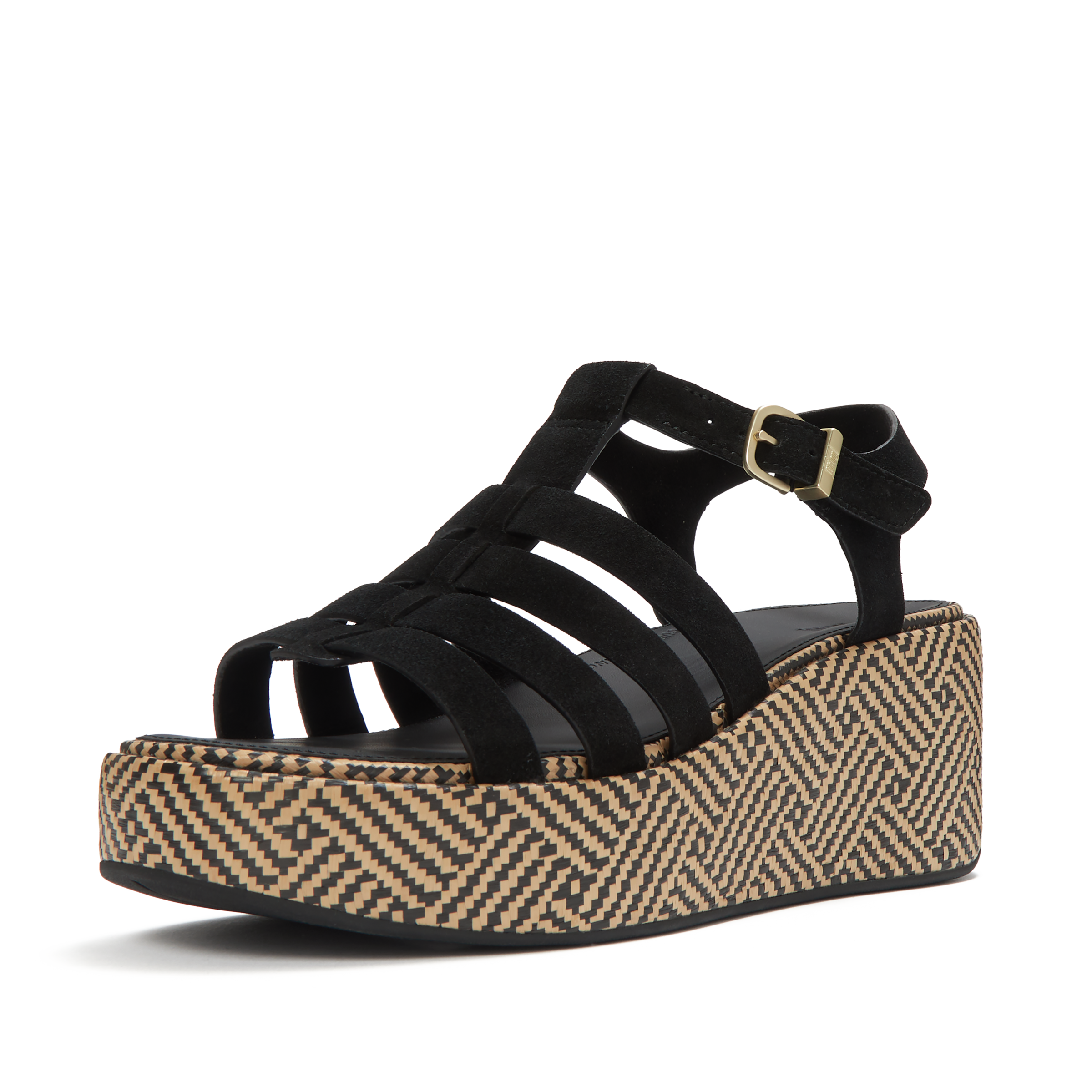 Fitflop Keilsandalette "Platfforms Graphic-Weave Suede Fisherman Sandals" Plateau, Riemchensandale Mit Verstellbarer Schnalle