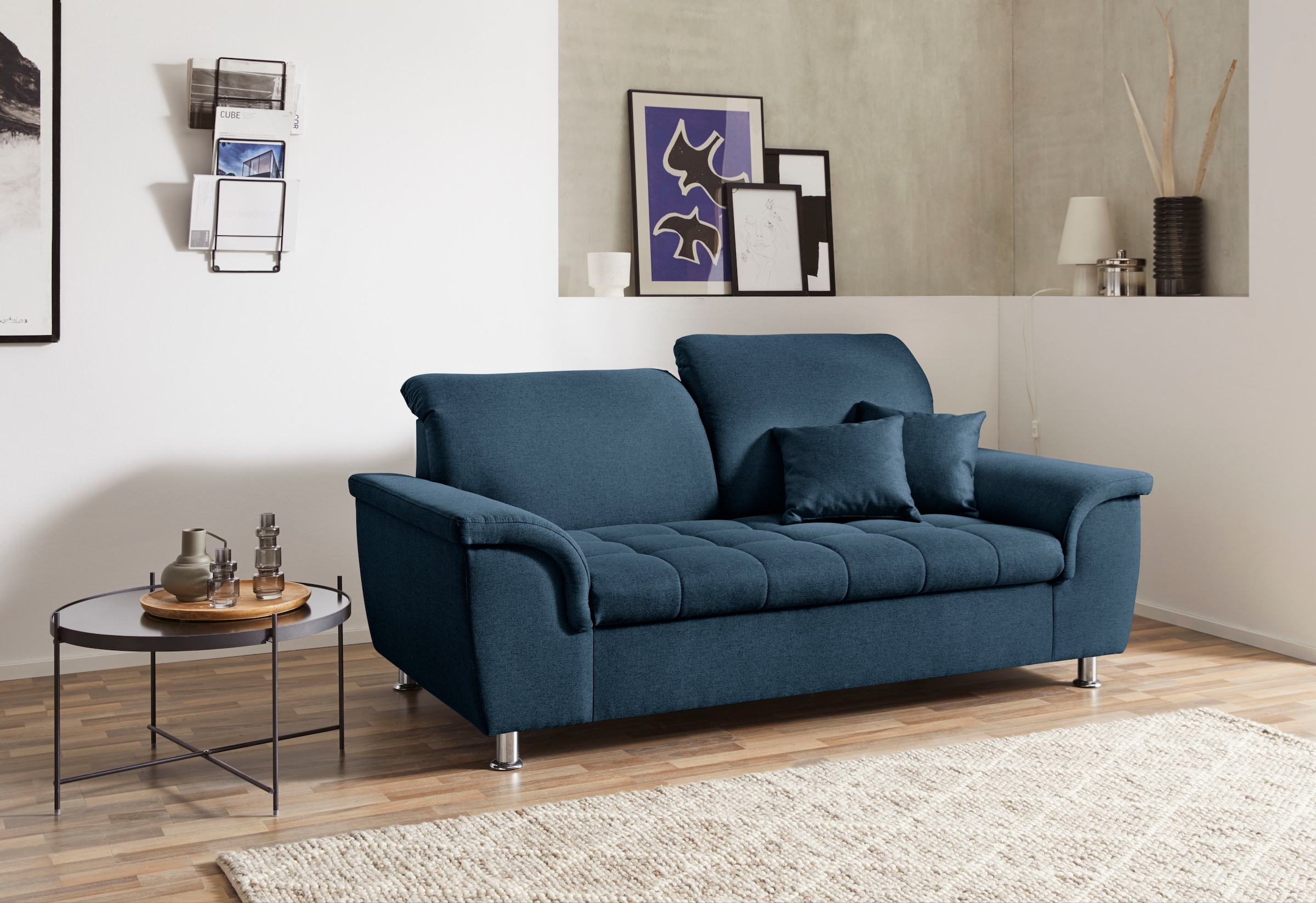 DOMO collection 2-Sitzer »Franzi«, wahlweise mit Kopfteilverstellung, inklusive Zierkissen