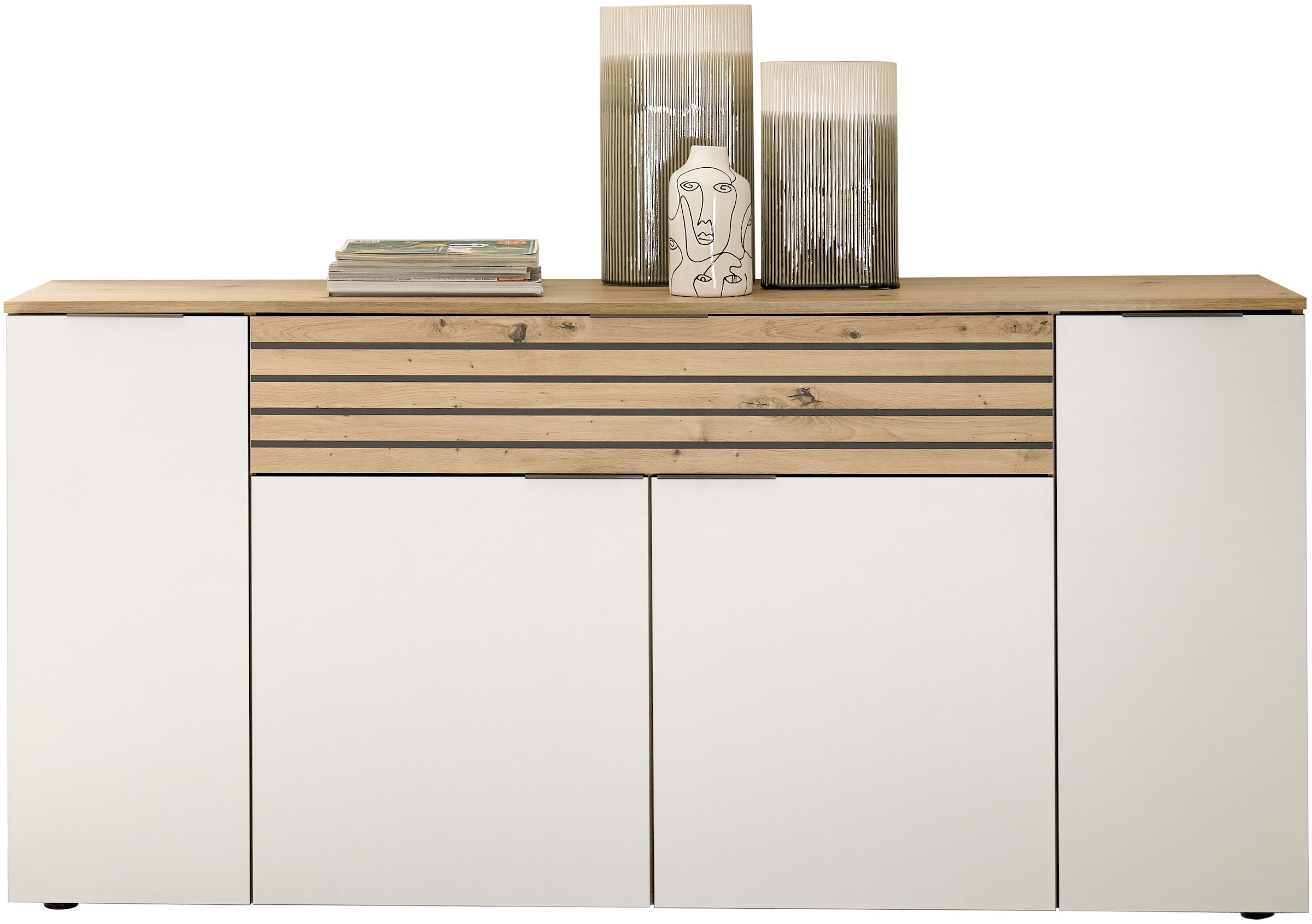 HBZ Sideboard »BZ 5110 Wohnzimmerschrank, BxHxT 177x85x37 cm«, (1 St.), Wohnzimmerschrank mit 4 Türen, 1 Schubkasten, 4 Einlegeböden