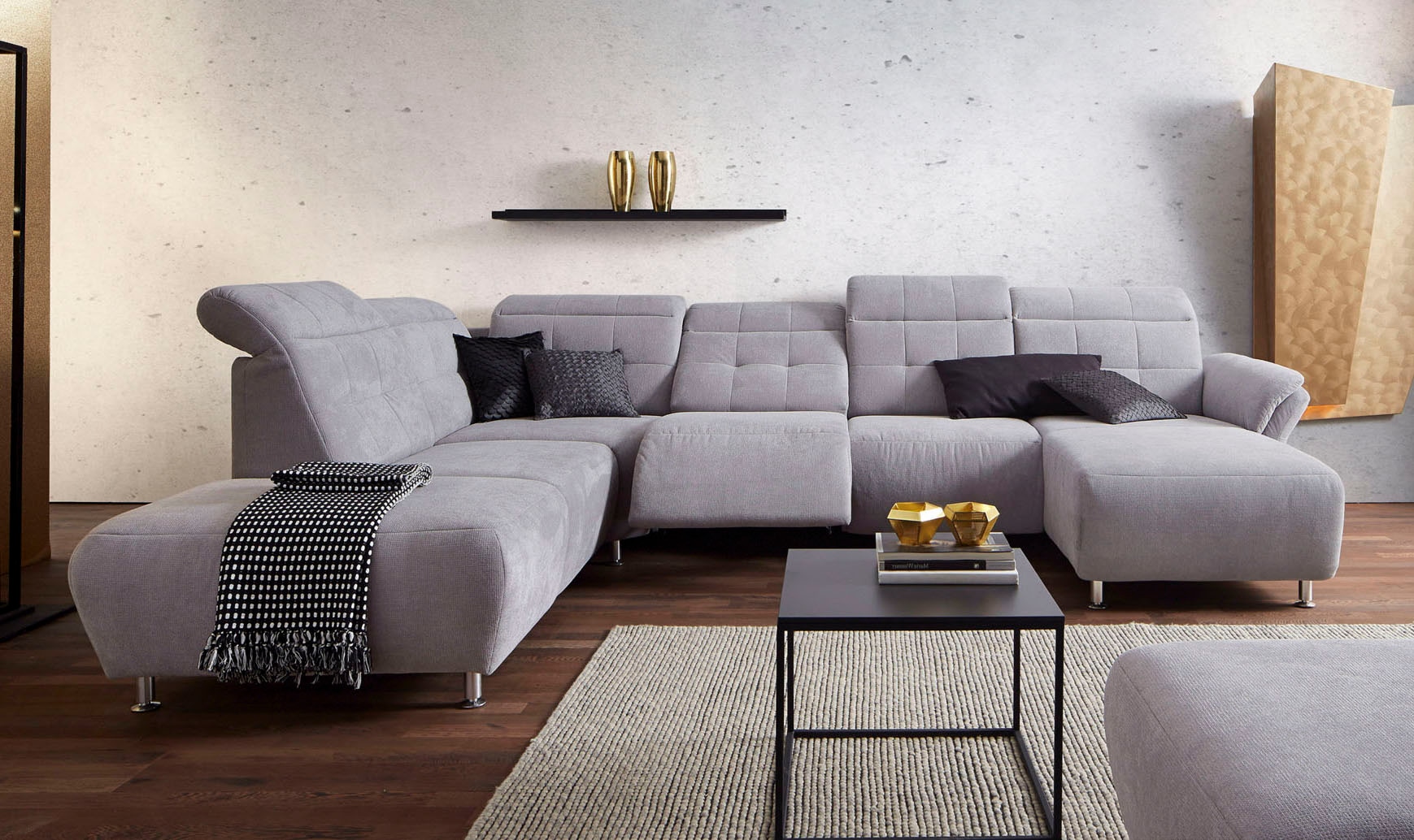 Places of Style Wohnlandschaft »Manhattan U-Form«, 2 Sitze mit elektrischer Relaxfunktion, verstellbare Armlehnen