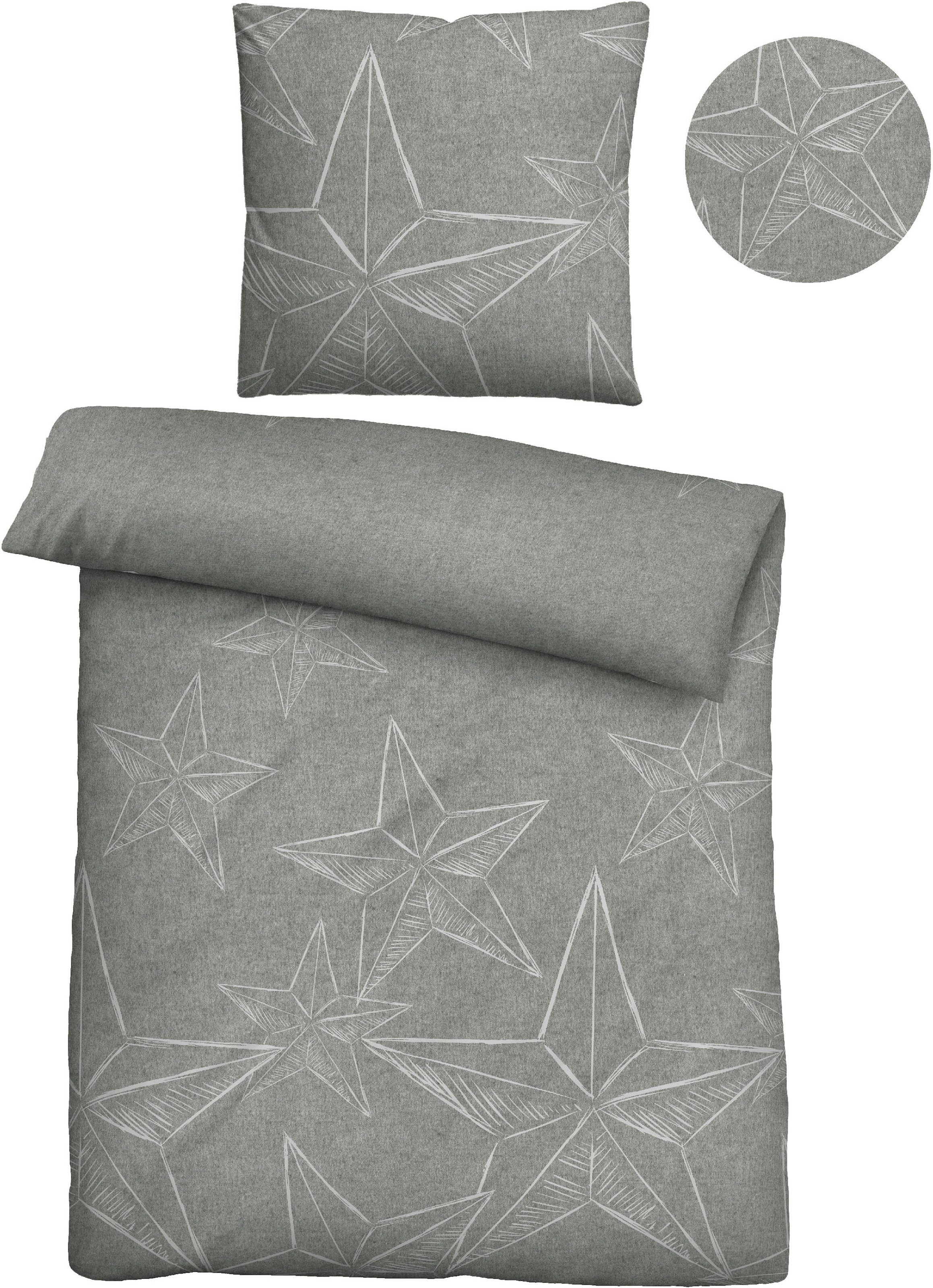 Biberna Bettwäsche »Alexander in Gr. 135x200 oder 155x220 cm«, Flanell kuschelig warm im Winter, Bettwäsche mit Sternen, Weihnachten
