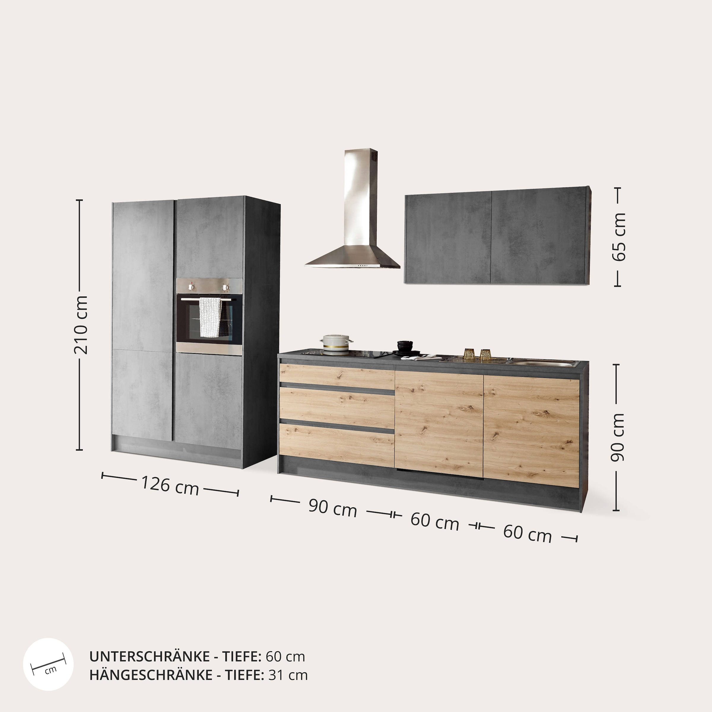 BASIC by Balculina Küchenzeile »Isis«, (Set), ohne E-Geräte, Breite 337 cm