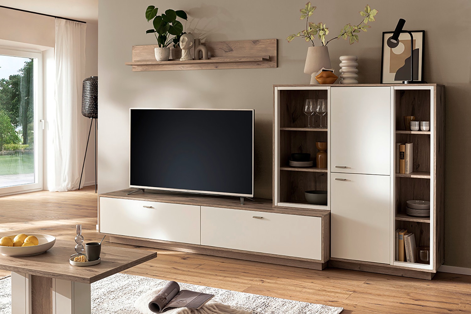 MCA furniture Wohnwand »SANTERNO«, (Komplett-Set, 3 St., 3-teilg), Wohnzimmer Set (3-tlg.), Türen & Schubkästen gedämpft, Breite 287 cm
