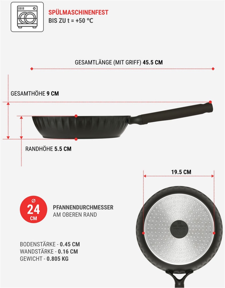 RESTO Kitchenware Bratpfanne »Ascella, antihaftbeschichtet und spülmaschinenfest«, Aluminiumguss, (1 tlg.), Induktion, für alle Herdarten geeignet
