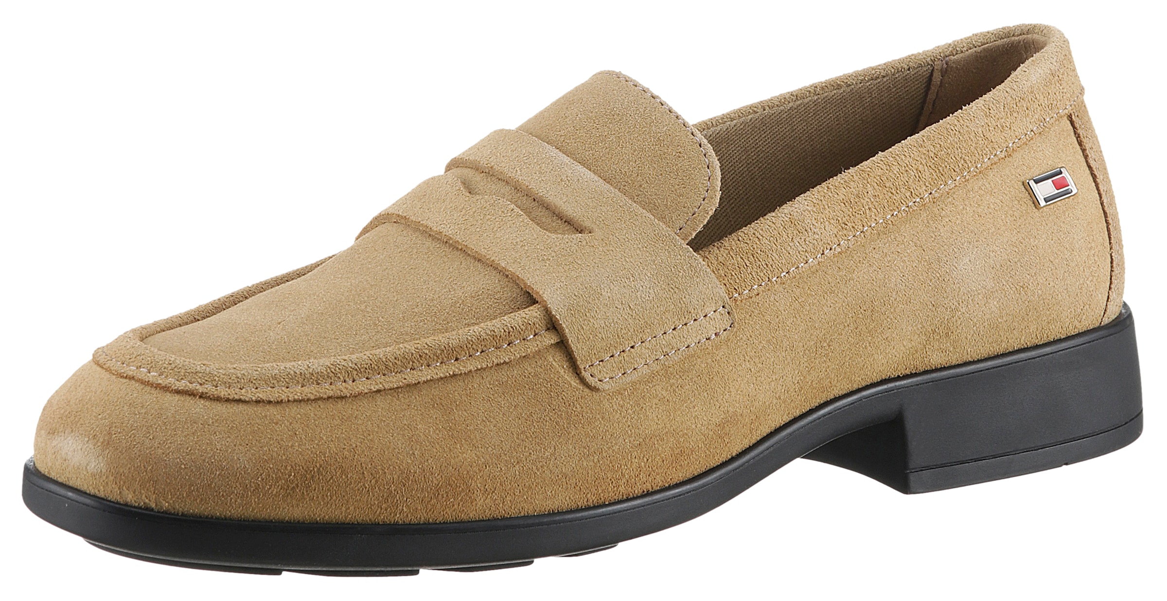 Tommy Hilfiger Loafer "FLAG SUEDE CLASSIC LOAFER", Slipper, Schlupfschuh, Halbschuh mit seitlicher Logoflag