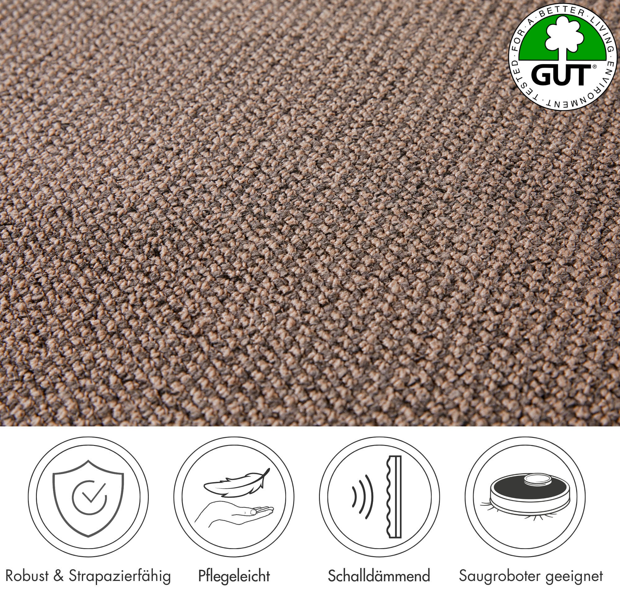 Andiamo Teppichboden »Tulsa, Schlinge, Made in Belgium«, rechteckig, 6 mm Höhe, meliert, Breite 400 cm oder 500 cm, strapazierfähig & pflegeleicht