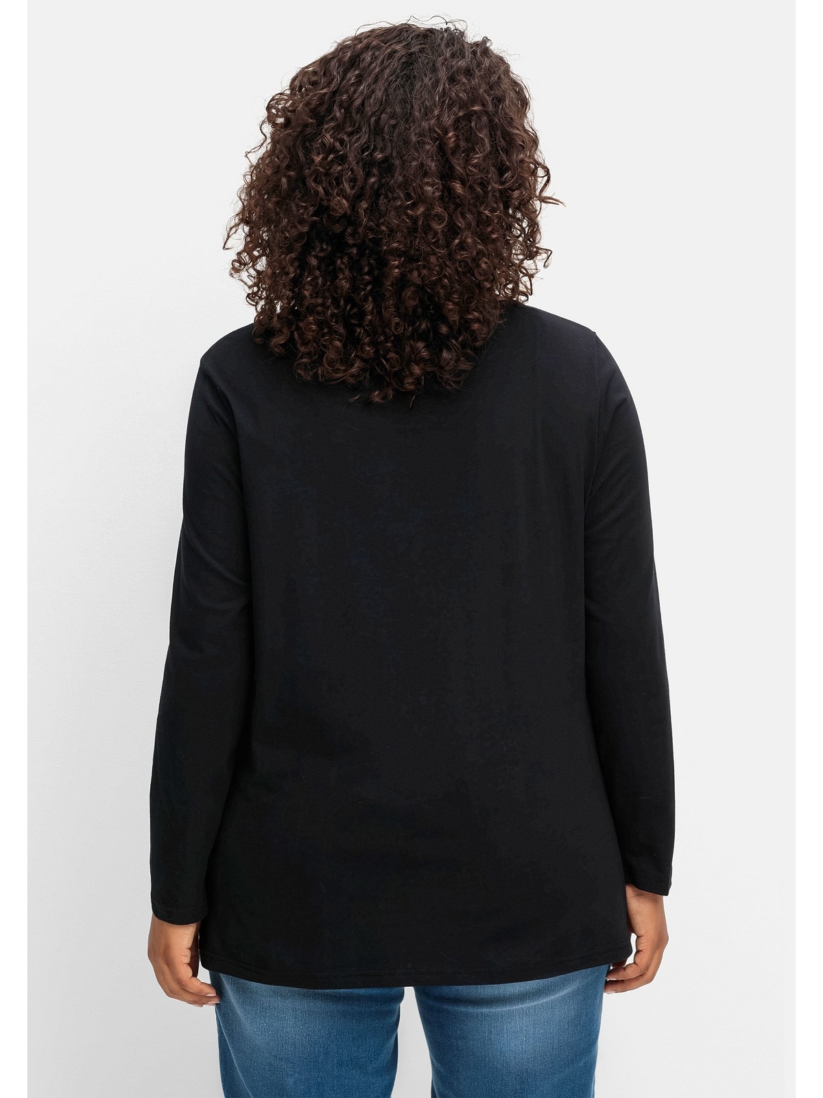 Sheego Langarmshirt »Große Größen«, in zweifarbiger Optik und leichter A- Linie für bestellen | BAUR