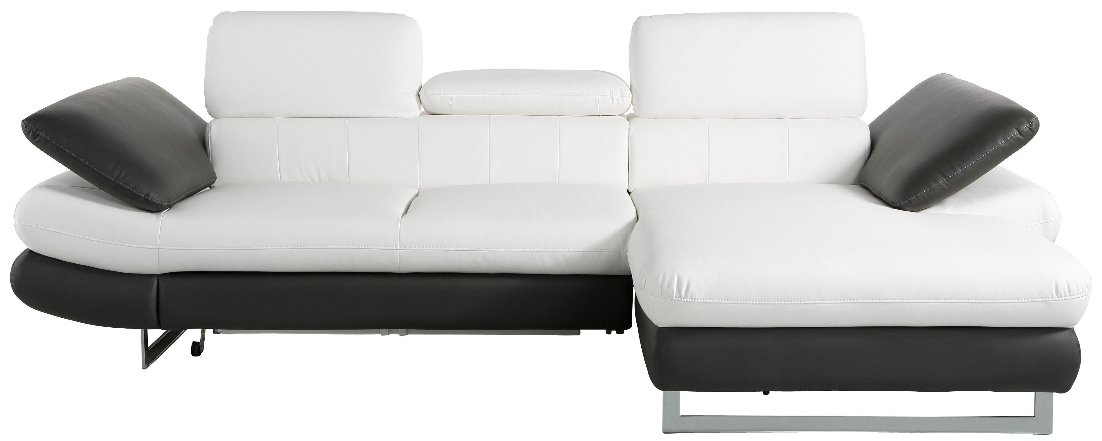 COTTA Ecksofa "Solution L-Form, B:286cm,modern mit Relaxarmlehne, Wellenunterfederung" mit Arm- & Kopfteilverstellung, wahlweise mit Schlaffunktion