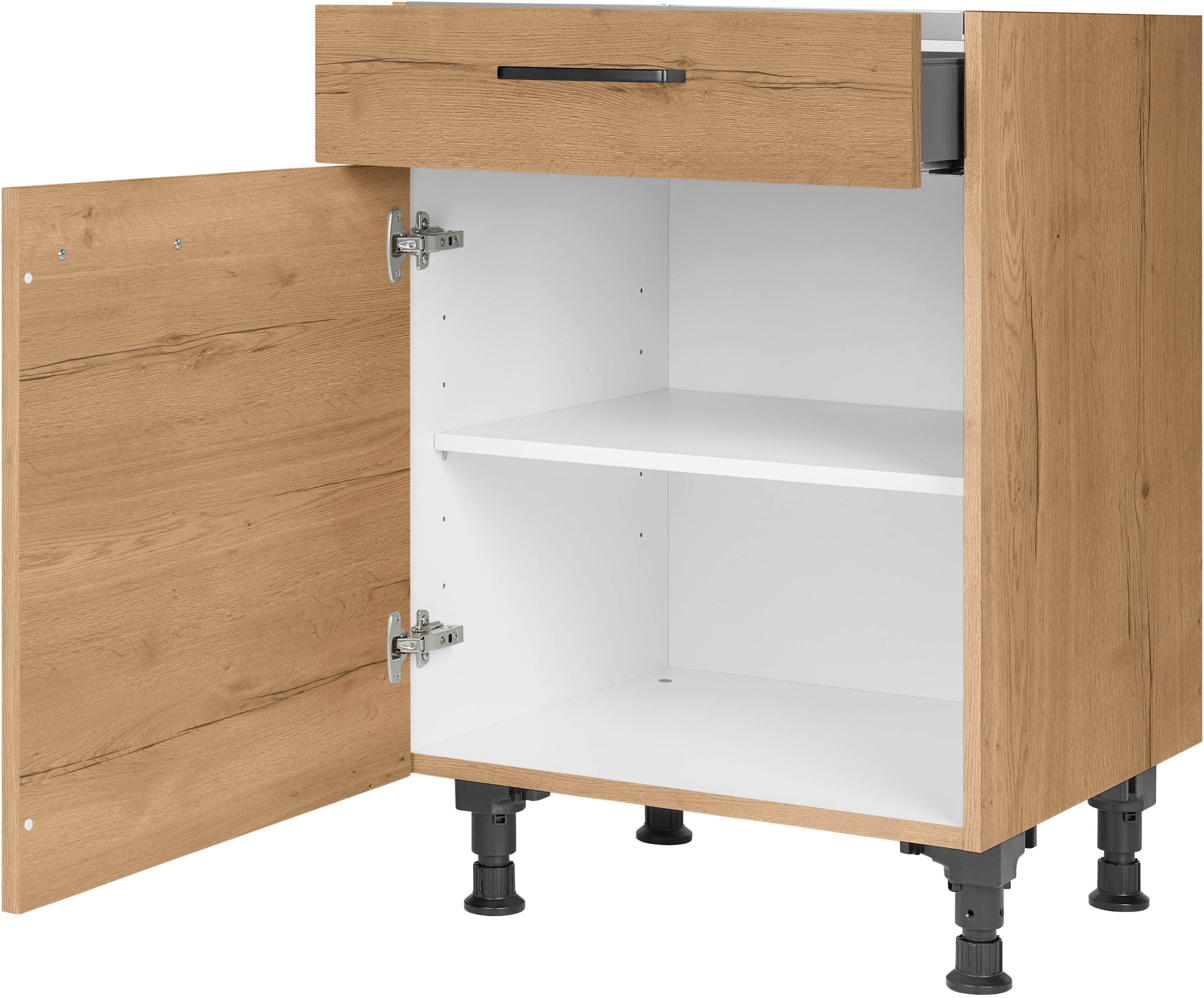 nobilia® Kochfeldumbauschrank »"Structura", mit Schukasten und Tür, Ausrichtung wählbar«, vormontiert, Breite 60 cm