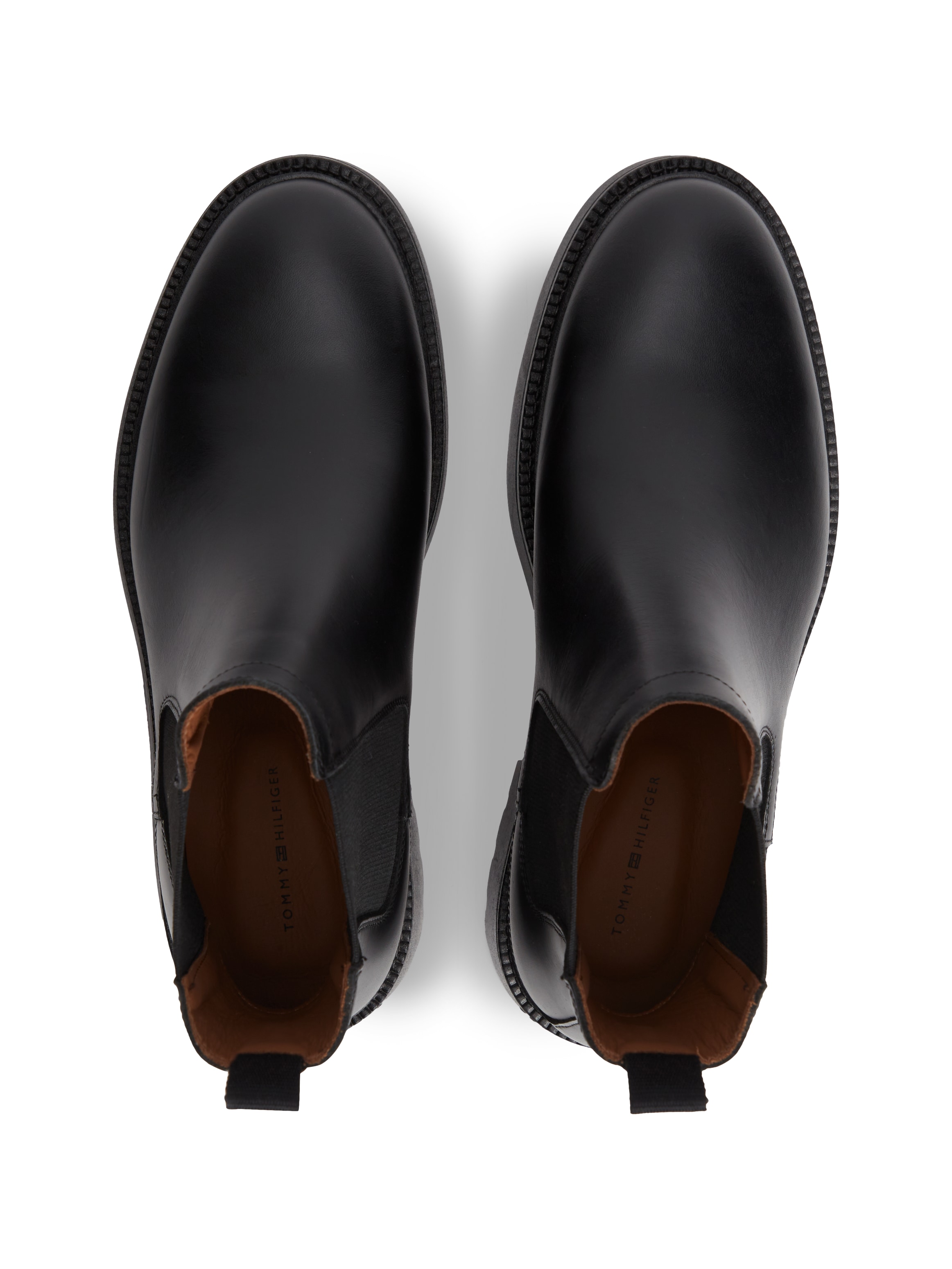 Tommy Hilfiger Chelseaboots »CORPORATE CASUAL LTH CHELSEA«  Blockabsatz, Stiefelette mit beidseitigem Stretcheinsatz, schmale Form