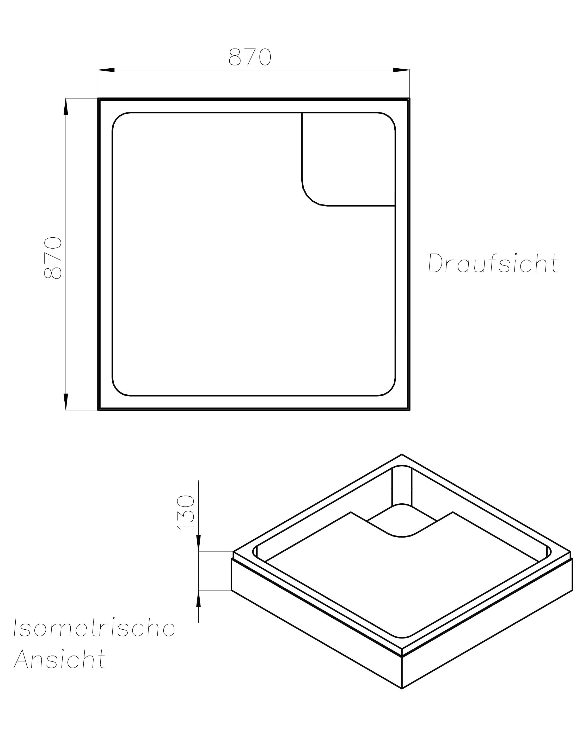 OTTOFOND Duschwanne, (Set), 90x90x3 cm, mit Wannenträger, Ablaufgarnitur und Fugendichtband