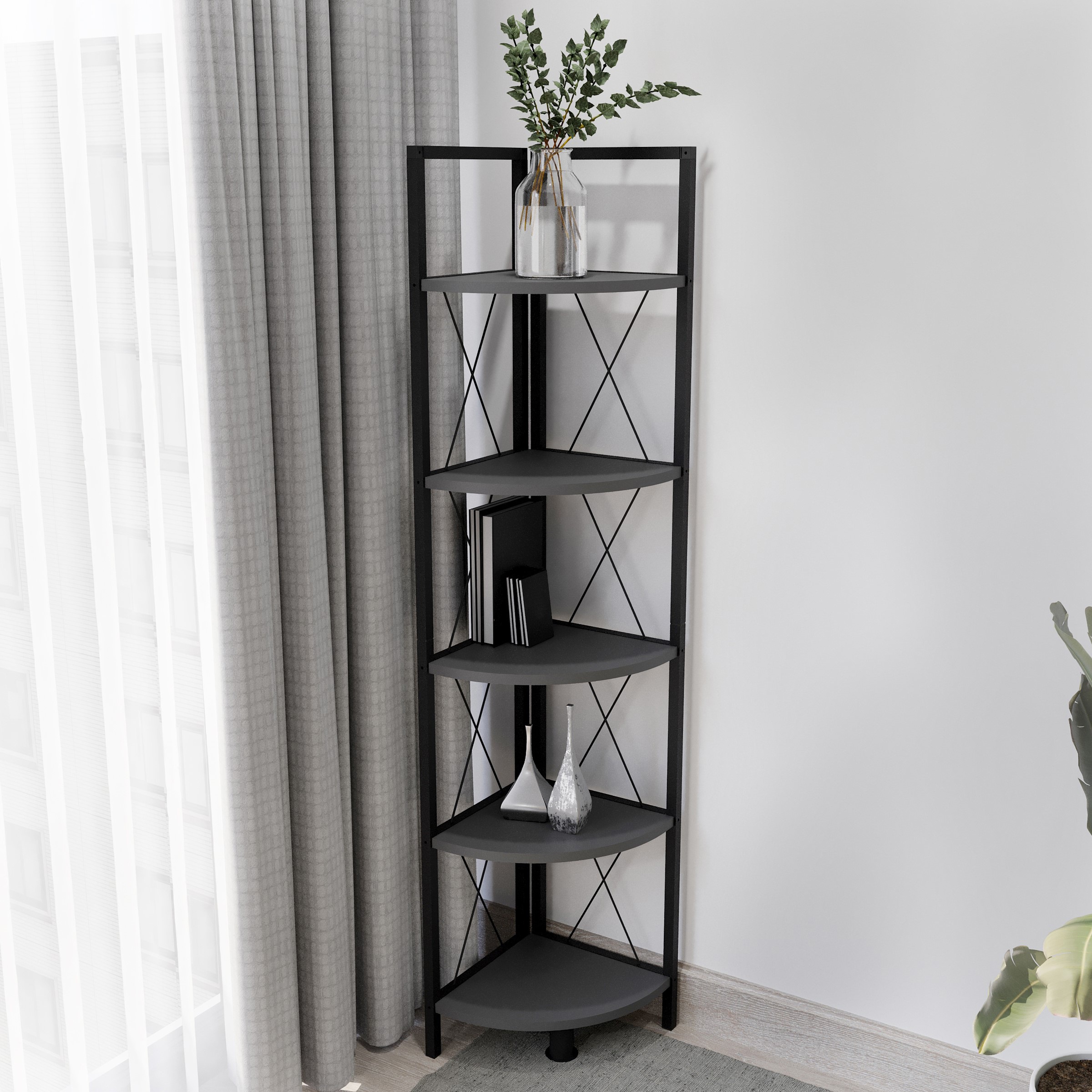 VCM Standregal »Holz Metall Eckregal Bücher Regal Insasi 5fach«