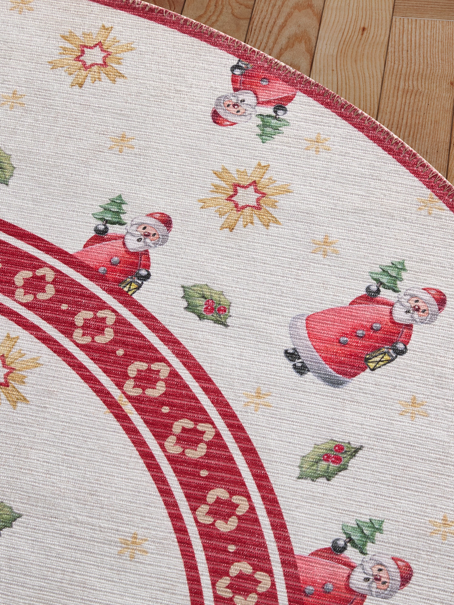 Villeroy & Boch Teppich »Toy's Deleight Limited Edition Santa Claus«, rund, 3 mm Höhe, Limited Edition, Weihnachten, Wohnzimmer, Baumrock, Waschbar, Rund