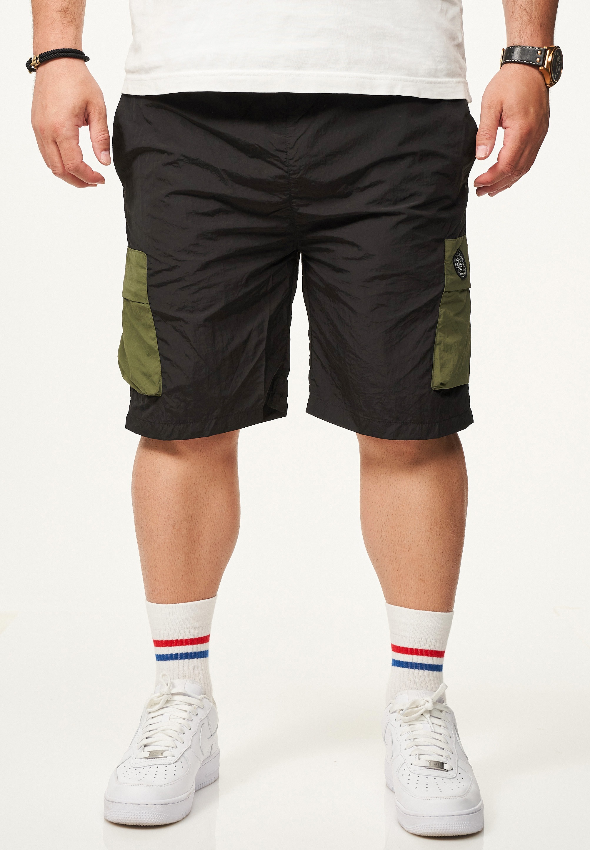SOULSTAR Cargoshorts »SOULSTAR Cargoshorts im Tech Utility-Style für Herren aus leichtem Nylon Regular-Fit«  Kurze Hose mit Gummibund & Klickverschluss - Sommer-Shorts Bermuda