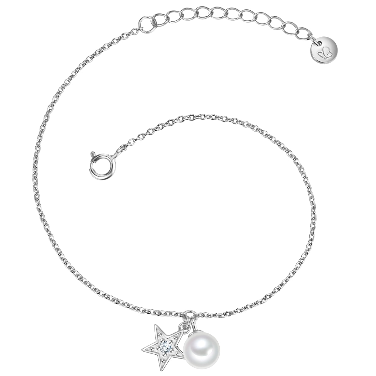 Damen Gliederarmband "GSM2194", Silber 925 (Sterlingsilber)silber, weiß, GLANZSTÜCKE MÜNCHEN, Silber 925 (Sterlingsilber), Armbänder, aus Sterling