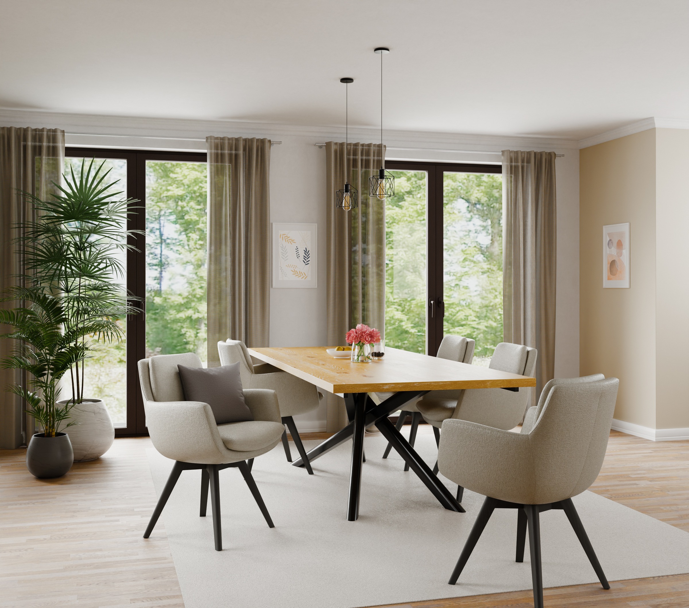 Gardine HOMING, B:140cm H:245cm, grün, Wirkware, Polyester, Küche, Gardinen, "Neta", Netzstuktur, Wohnzimmer, Küche, Schlafzimmer