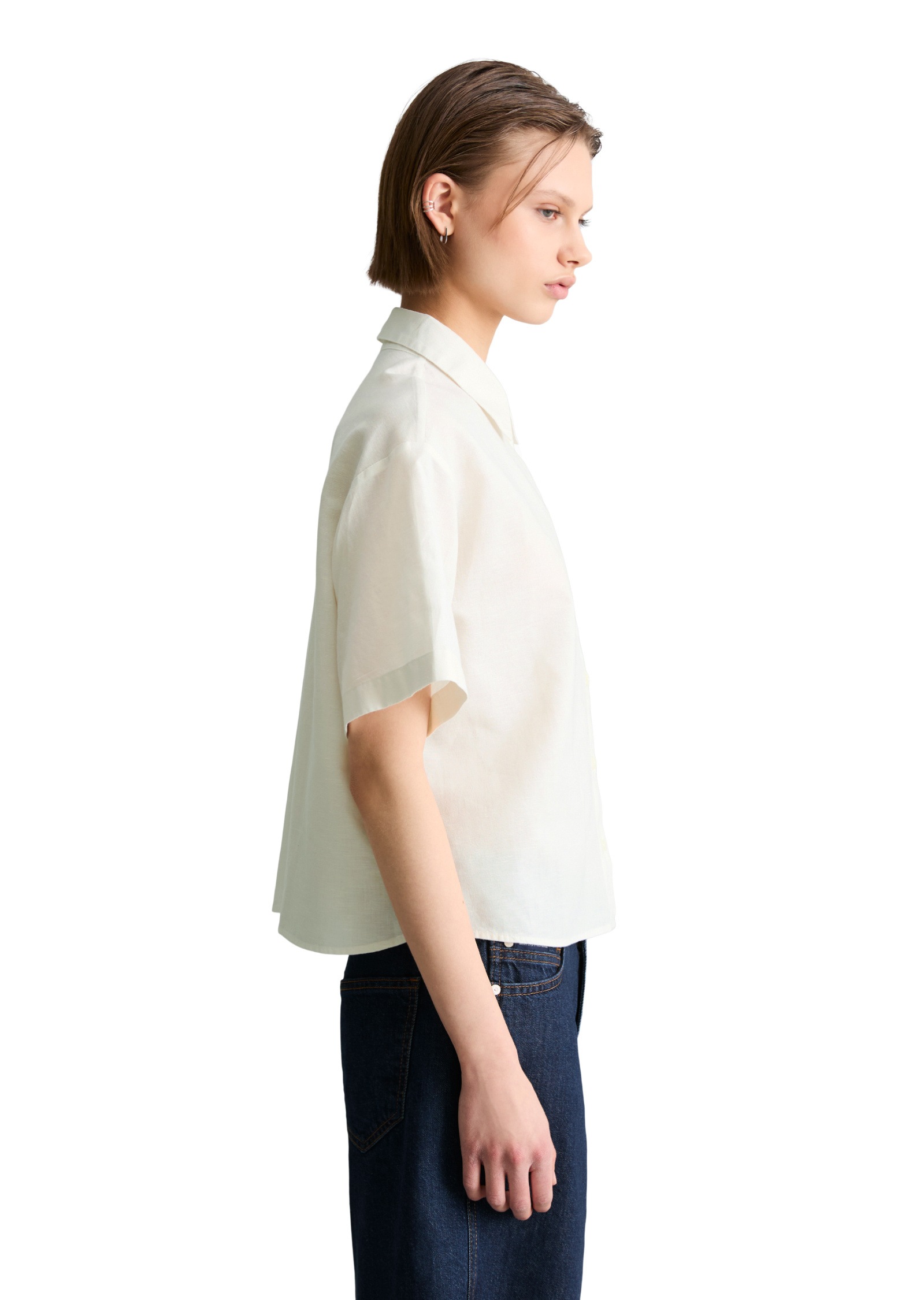 Marc O'Polo DENIM Kurzarmbluse »aus Leinen-Baumwolle-Mix«