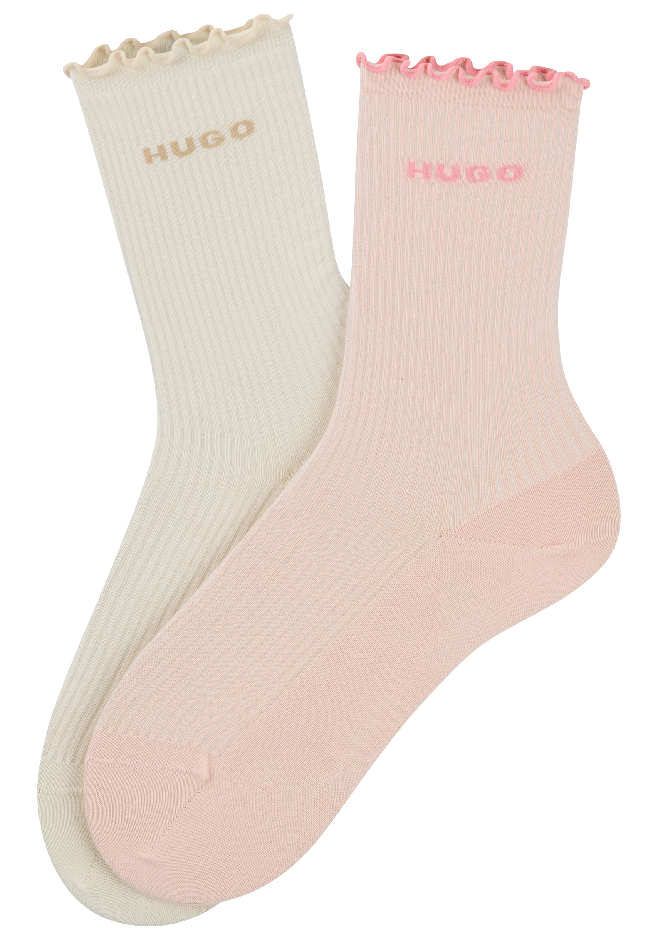 HUGO Underwear Basicsocken "2P RS LETTUCE CC W", (2 Paar), Bund leicht gekr günstig online kaufen