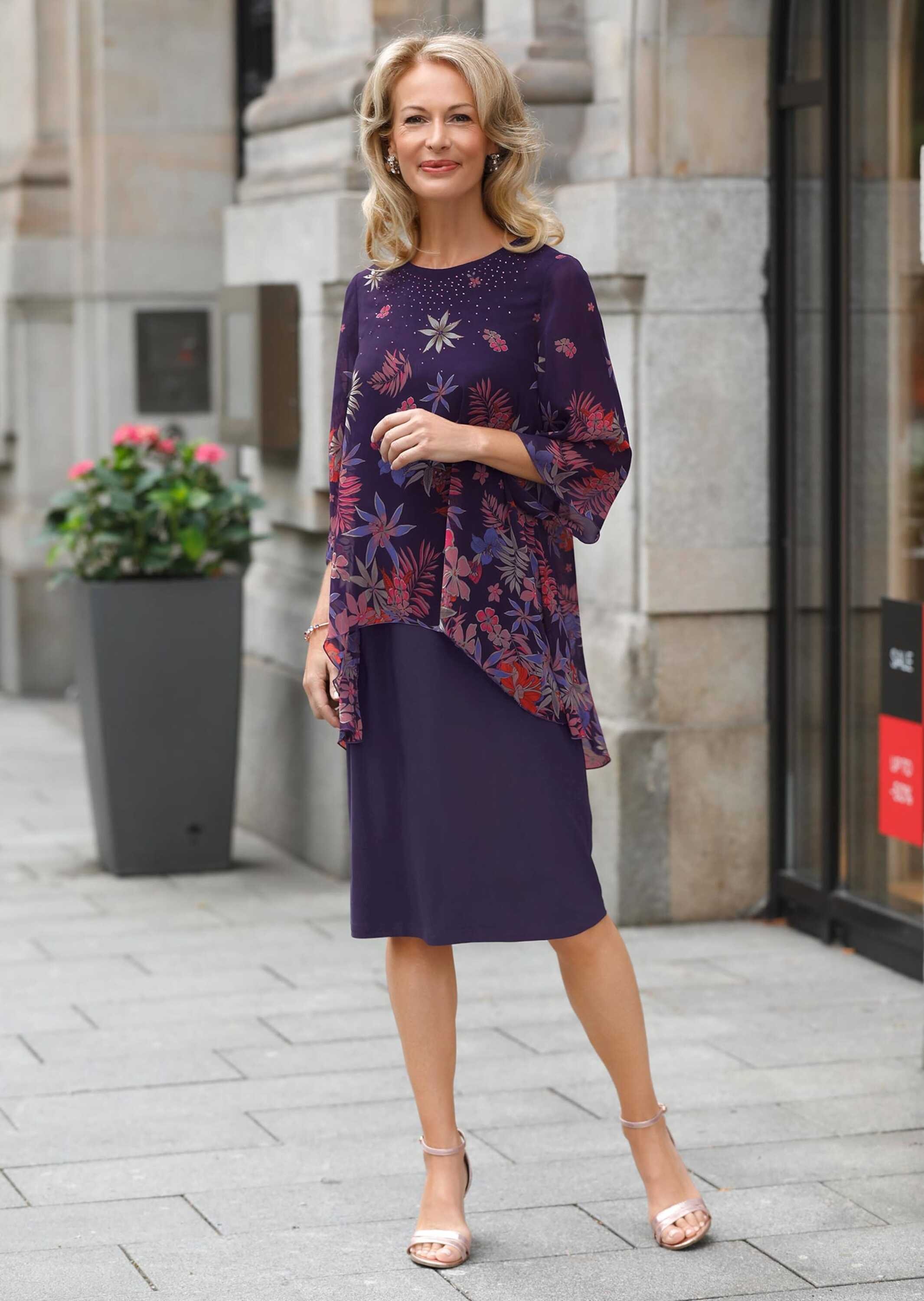 Thumbnail - GOLDNER Etuikleid "Kleid mit floralem Chiffonüberwurf" Chiffon