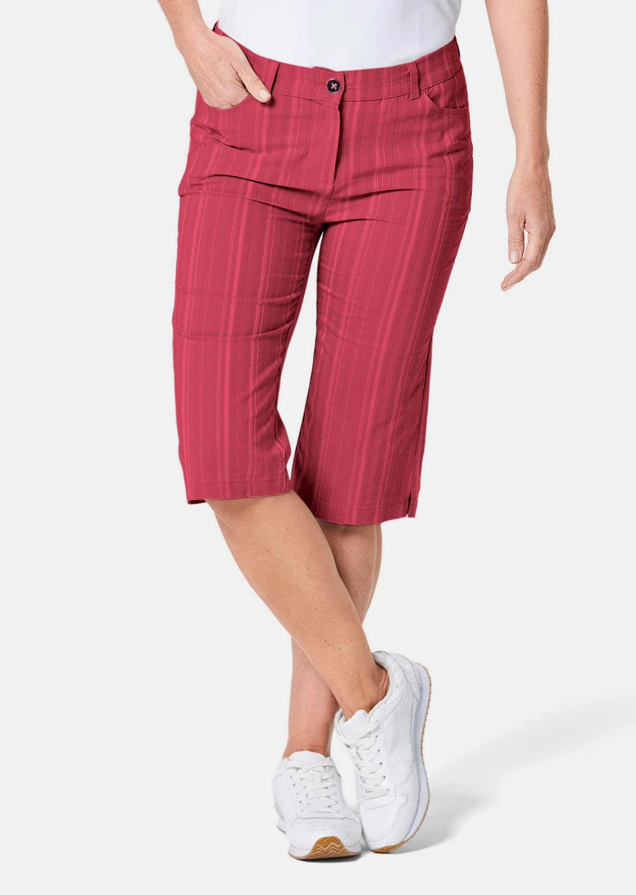 GOLDNER Stoffhose »Struktur-Bermuda Bermuda in strukturierter elastischer Ware«