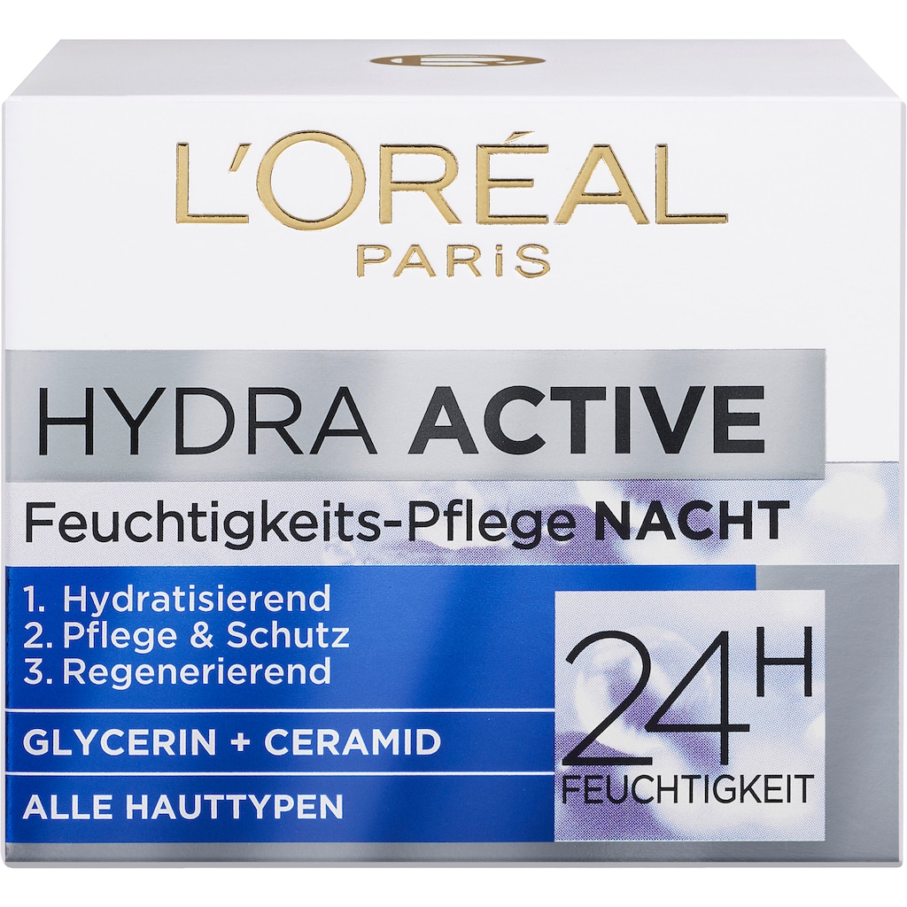 L'ORÉAL PARIS Nachtcreme »Hydra Active 3 Nacht«, Mit Aktiv-Stoffen