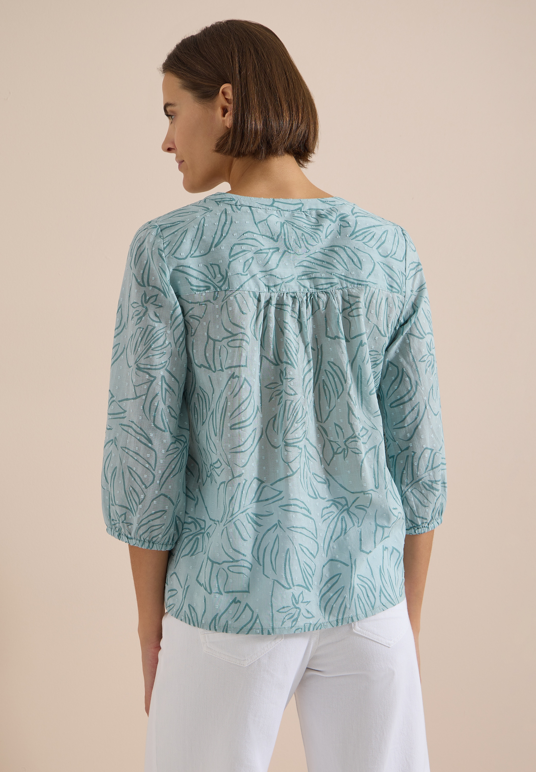 Cecil Druckbluse 3/4-Arm Sommerbluse-Tunika mit Blätterprint