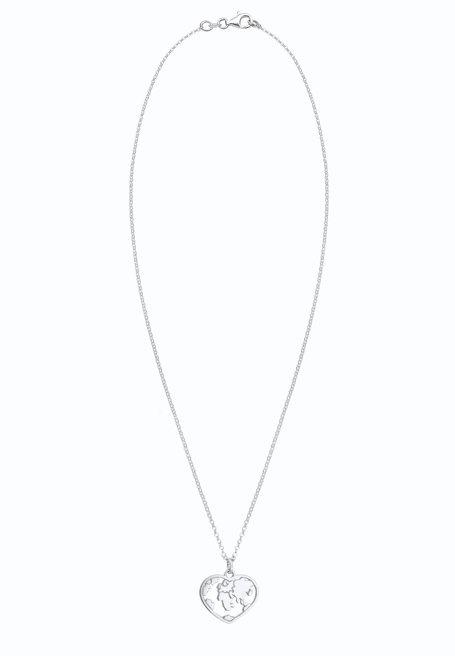 Elli Kette mit Anhänger »Herz Weltkugel Globus Erbskette Trend 925 Silber«