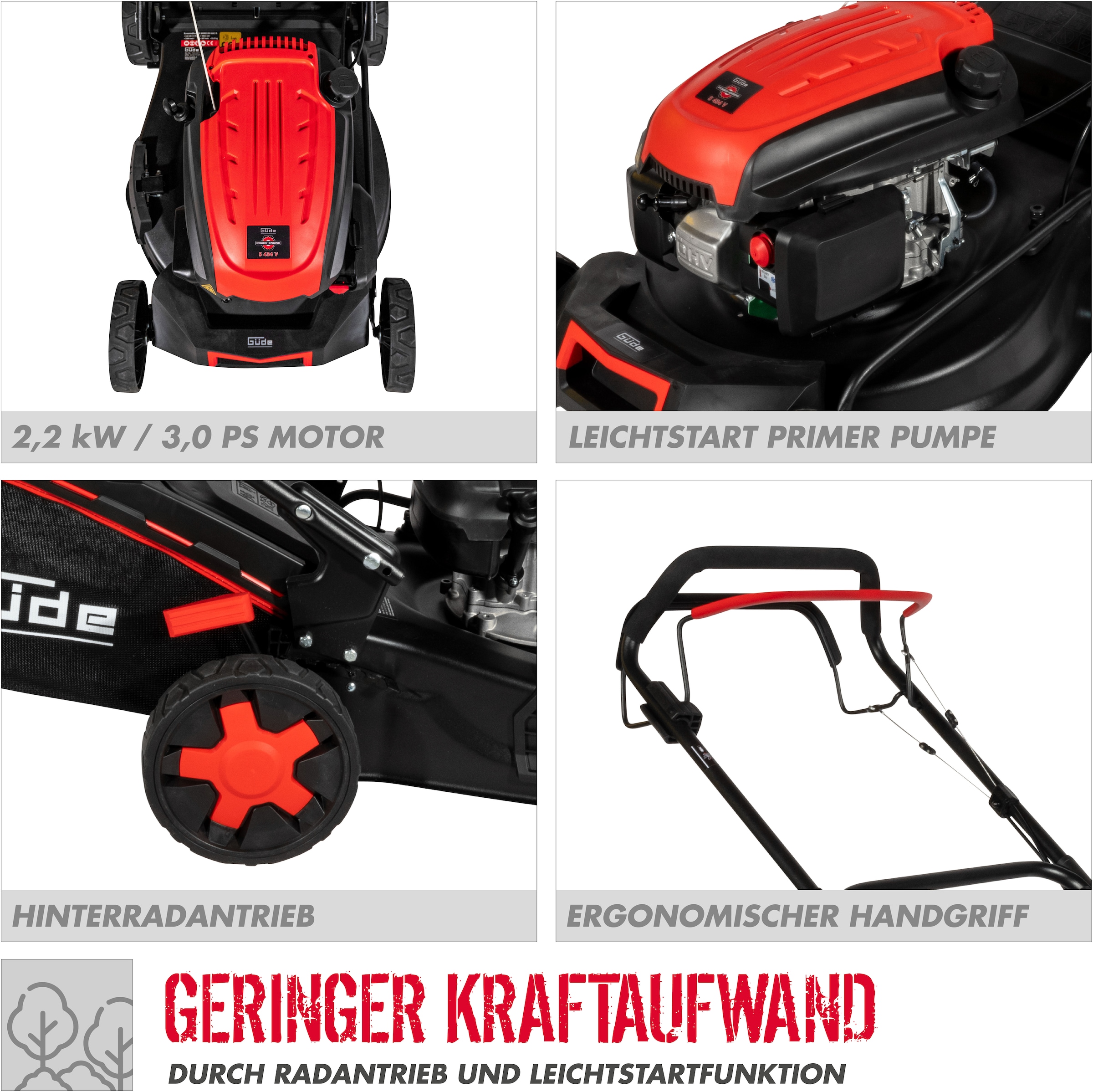 Güde Benzinrasenmäher »BIG WHEELER 464.3 R«, für größere Rasenflächen bis 1.400m²