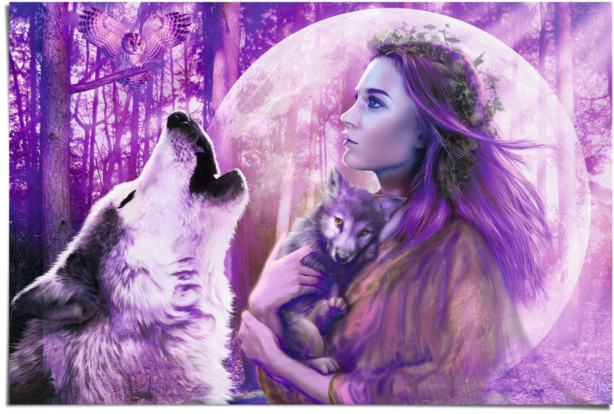 Reinders Poster "Vollmond Wölfe" 1 Stk. tlg. günstig online kaufen