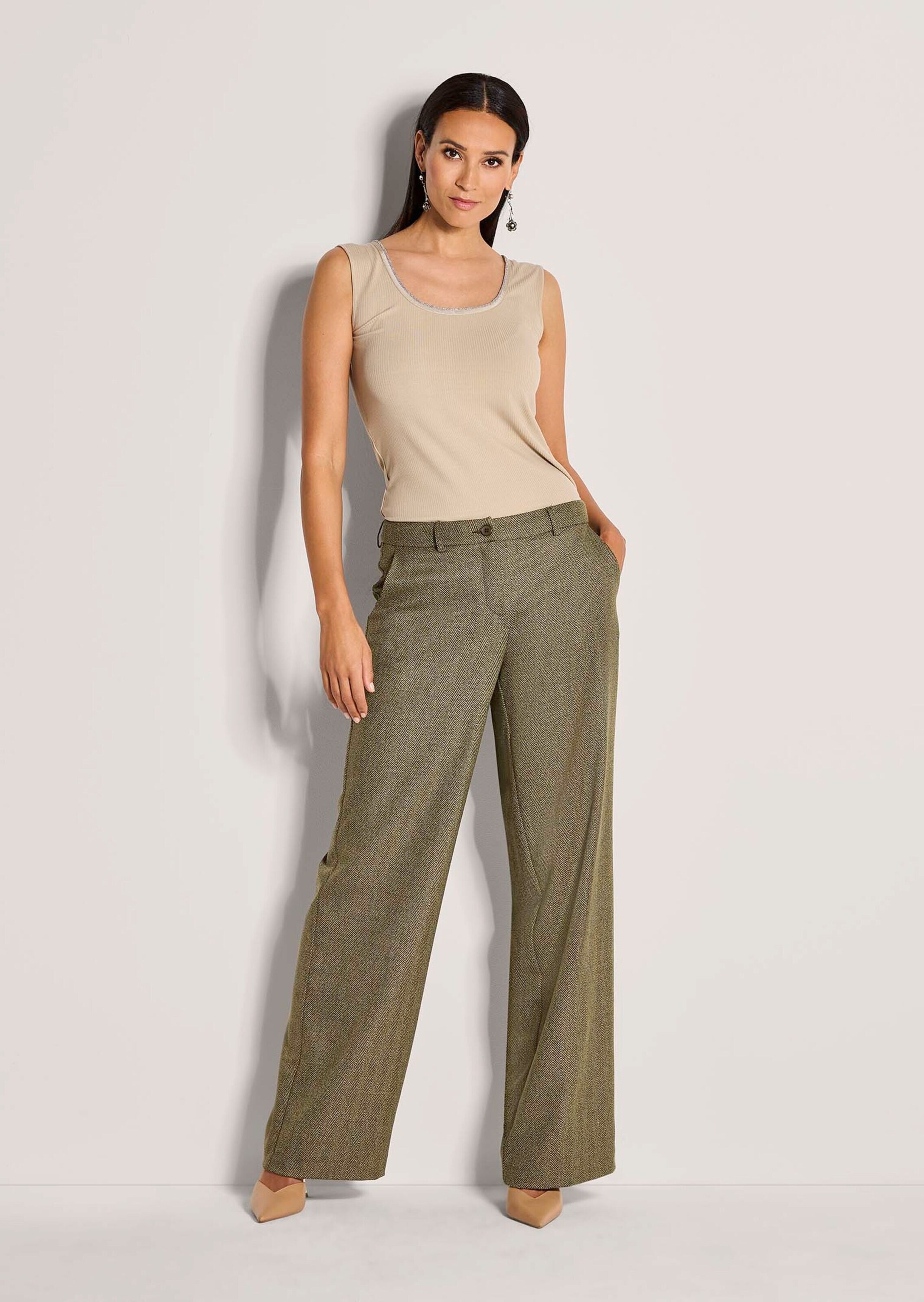 MADELEINE Stoffhose »Hose Palazzohose im Fischgratdesign«  Hose im Fischgratdessin mit weitem Bein