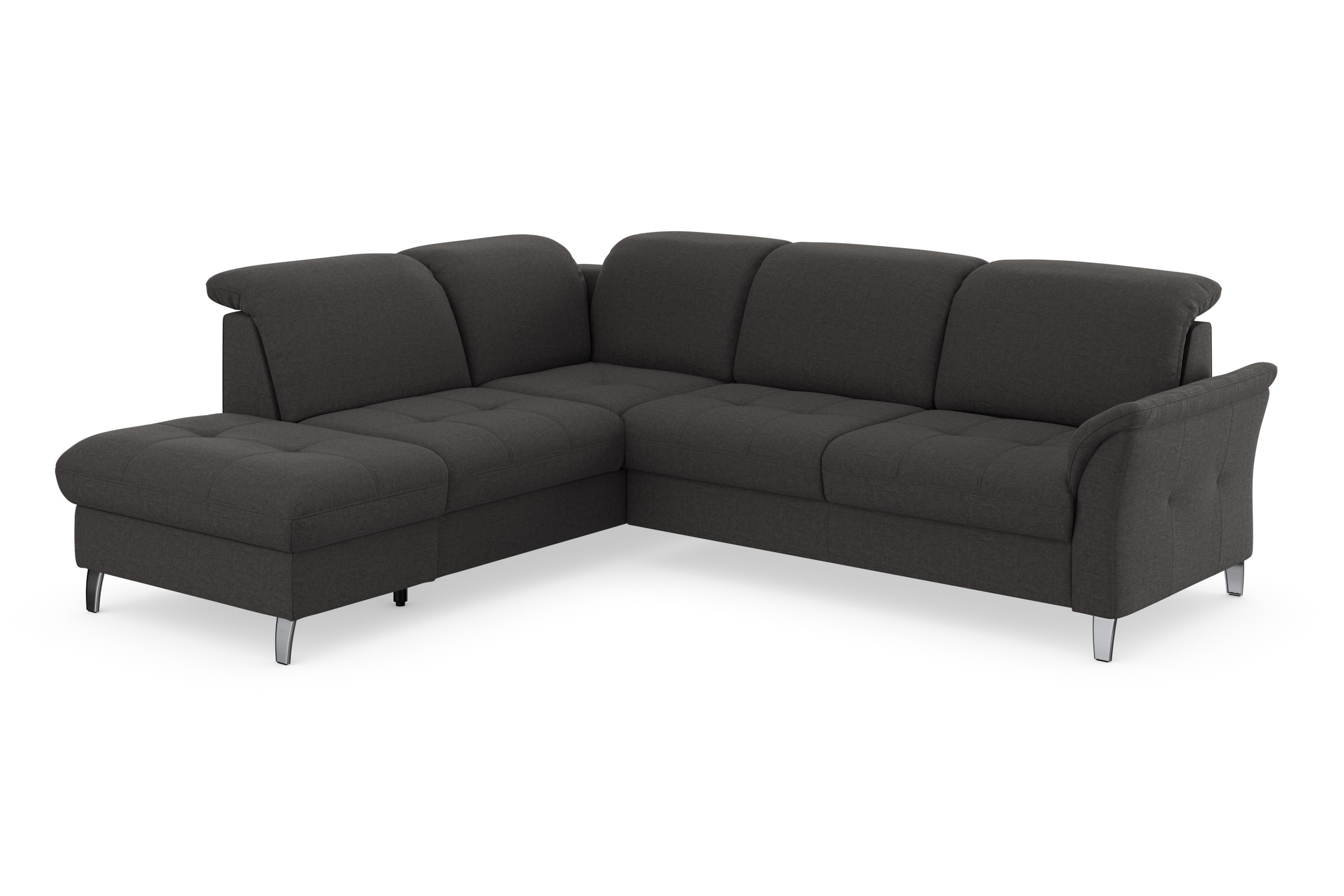 Ecksofa SIT & MORE "Maggiore L-Form", grau (fango), B:261cm T:224cm, 95% Polyester, 5% Polyamid, Sofas, Ecksofa, wahlweise mit Kopfteilverstellung, Bettfunktion und Stauraum 6