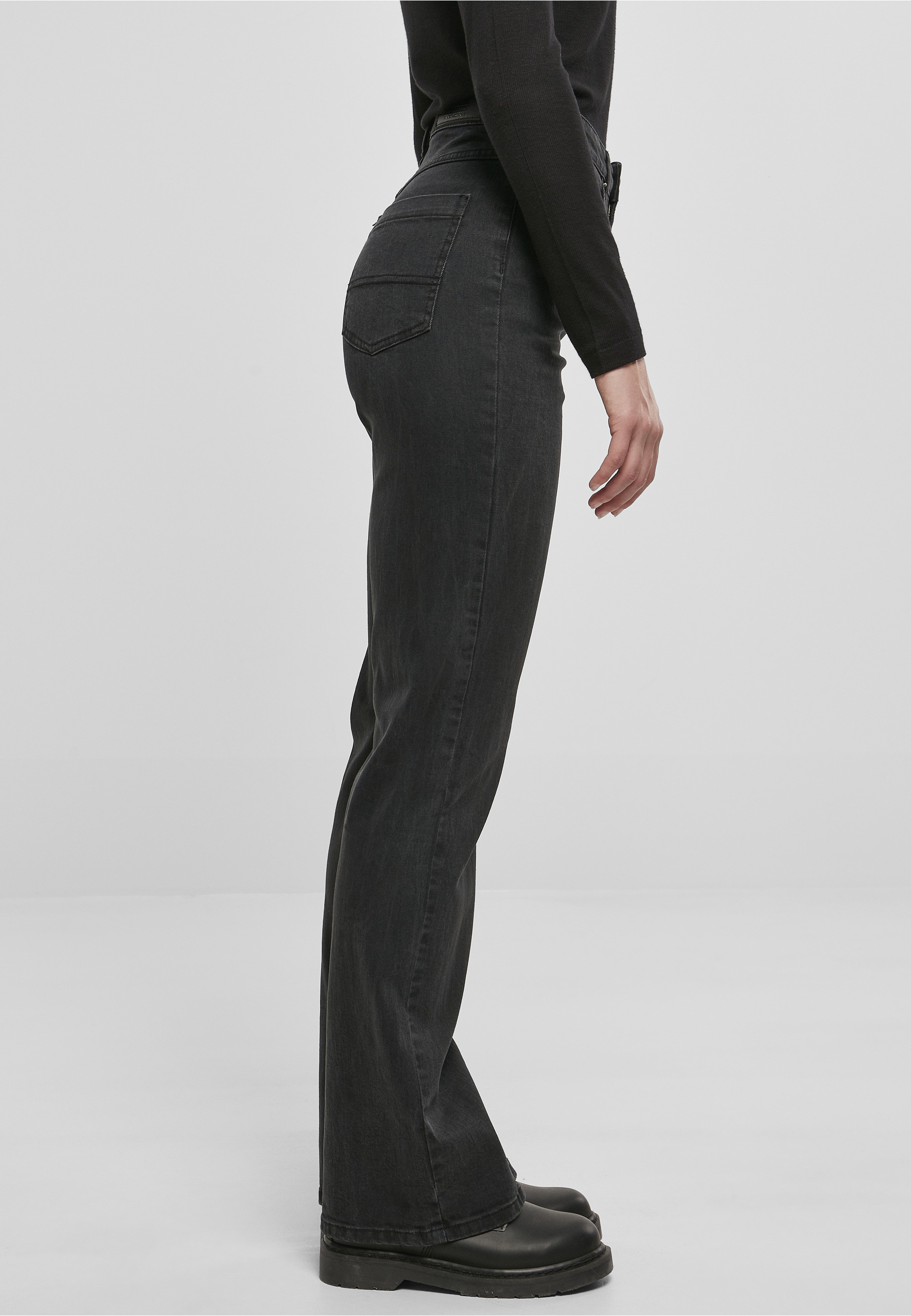 URBAN CLASSICS High-waist-Jeans »Urban Classics Damen Ladies Highwaist Straight Slit Denim Pants« 1 Stk.