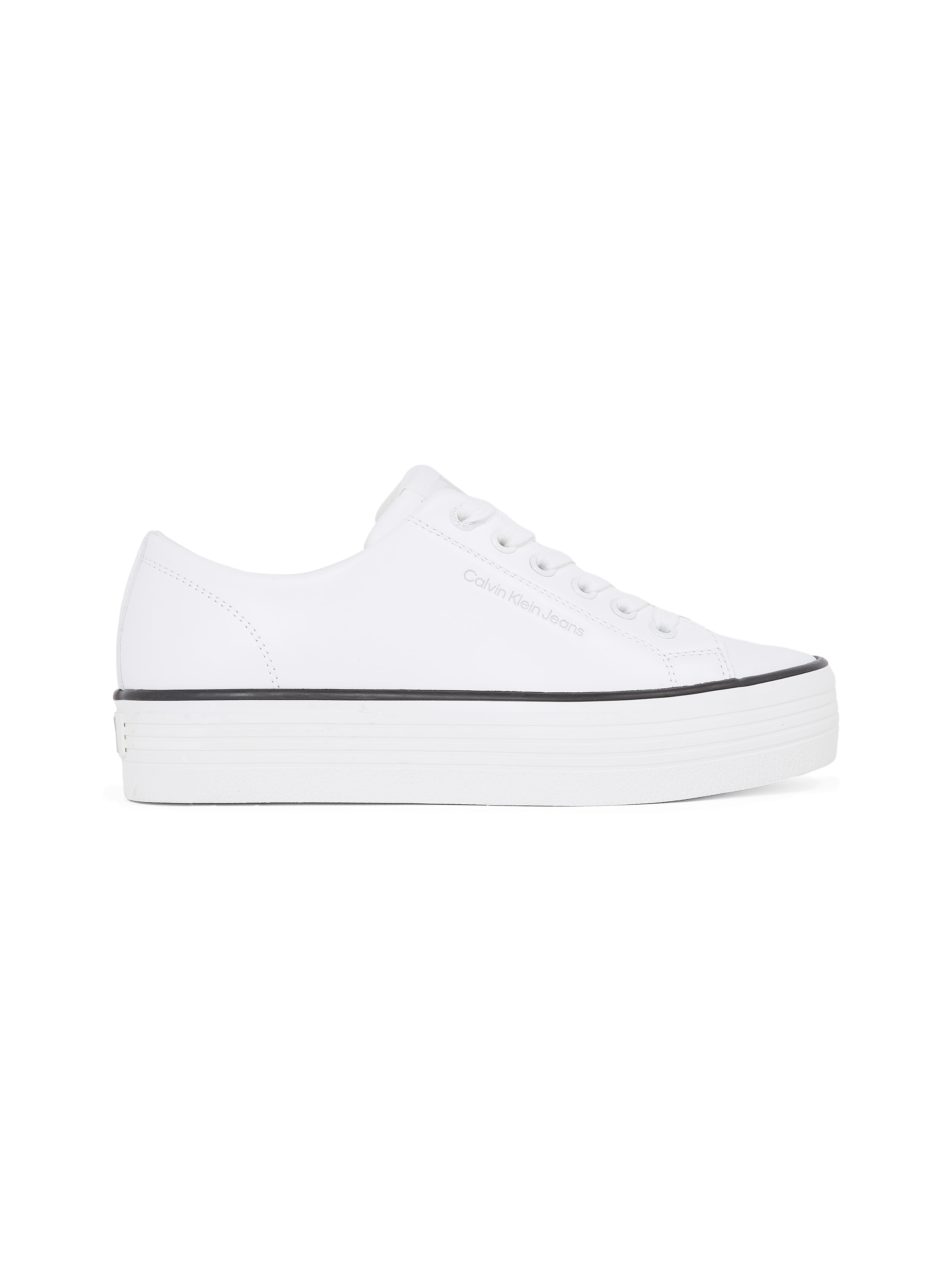 Calvin Klein Jeans Sneaker »BOLD VULC FLATF LOW LTH IN«, Halbschuh, Schnürschuh, Freizeitschuh mit CK-Logo an der Ferse
