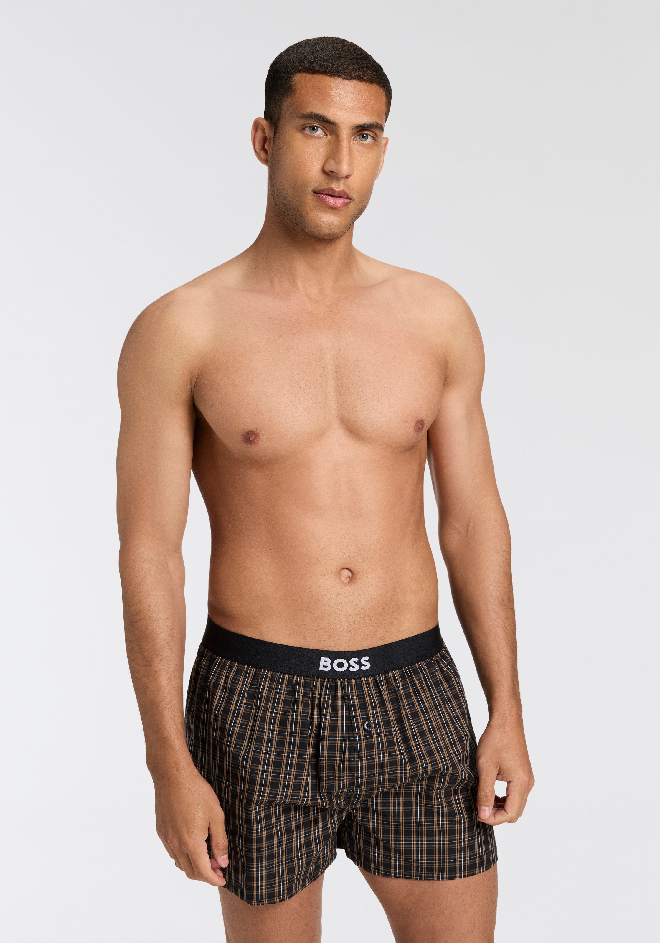 BOSS Pyjamashorts »2P Boxer Shorts EW«, (Packung, 2 tlg., 2er), mit Logobund