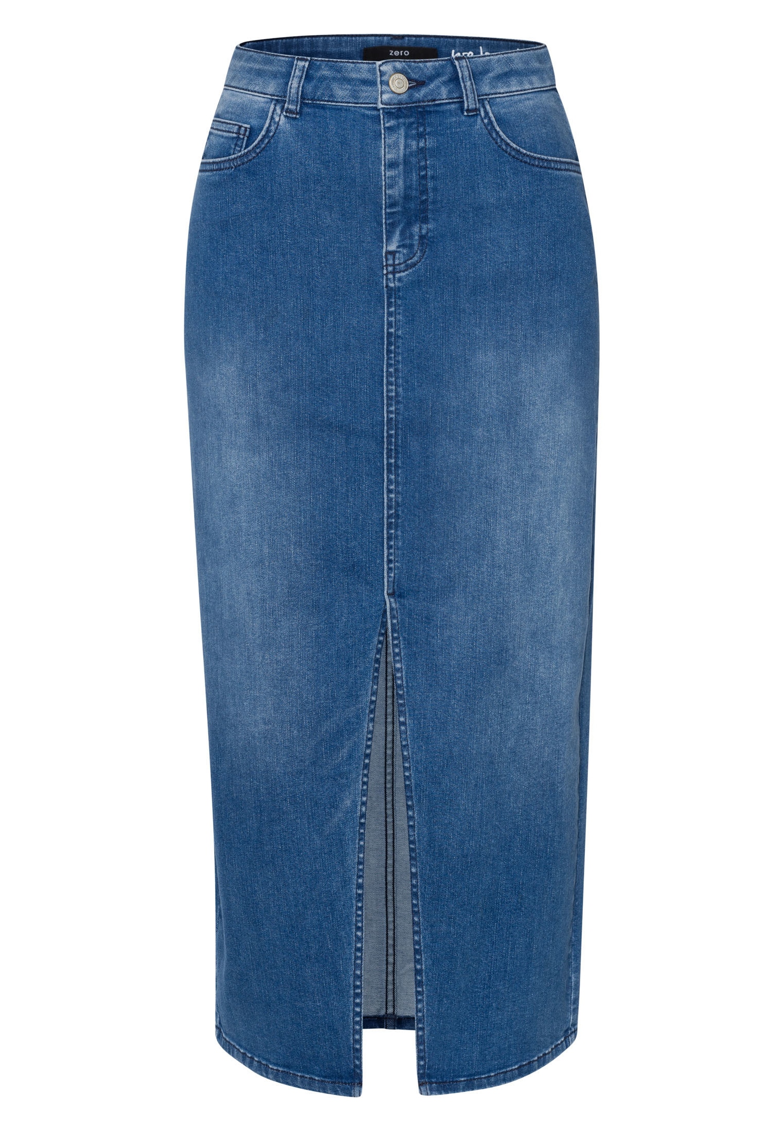 Zero Midirock »zero Jeansrock Midi mit Schlitz«, Schlitz