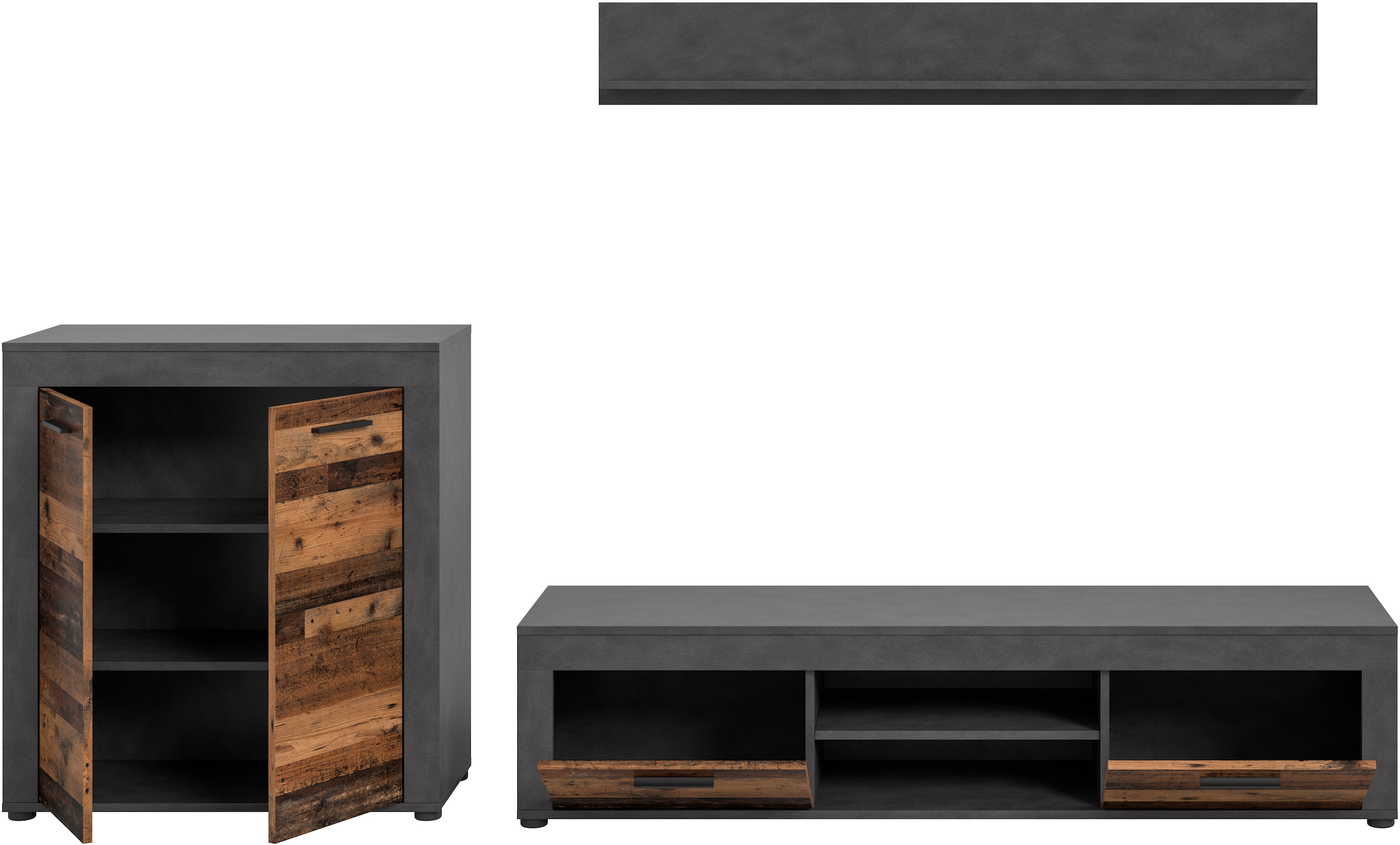INOSIGN Wohnwand »Aosta, Breite 255cm, bestehend aus Highboard, Lowboard, Wandboard«, (3 St.), Wohnwand, Kombination, Anbauwand, Möbel Set, Schrankwand, Möbel Kombi