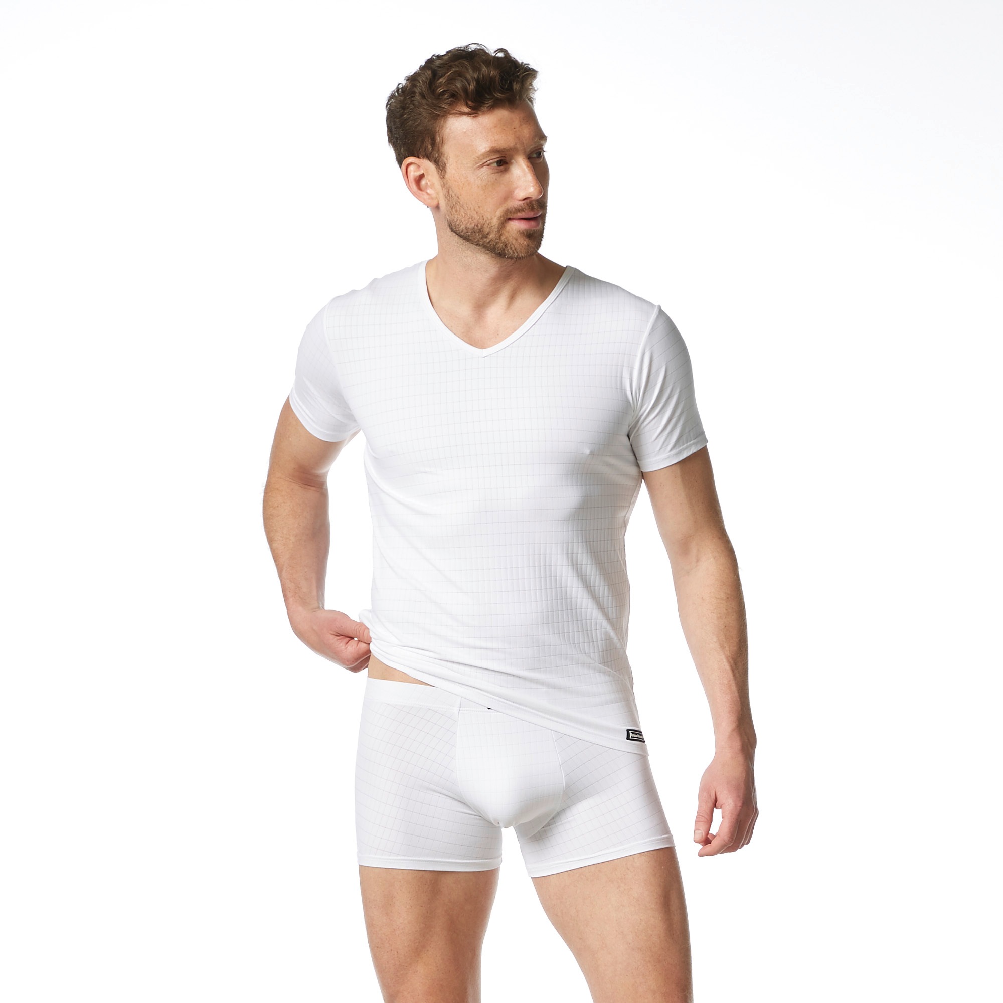 Bruno Banani V-Shirt "CHECK LINE 2.0" Pique Optik, Kurzarm, V-Neck, Cotton- günstig online kaufen