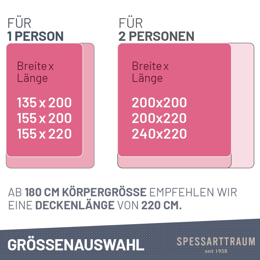 SPESSARTTRAUM Gänsedaunenbettdecke + Kopfkissen »Premium******«, (Spar-Set), Sparset: 4 Wärmeklassen, 135x200 cm & 155x220 cm