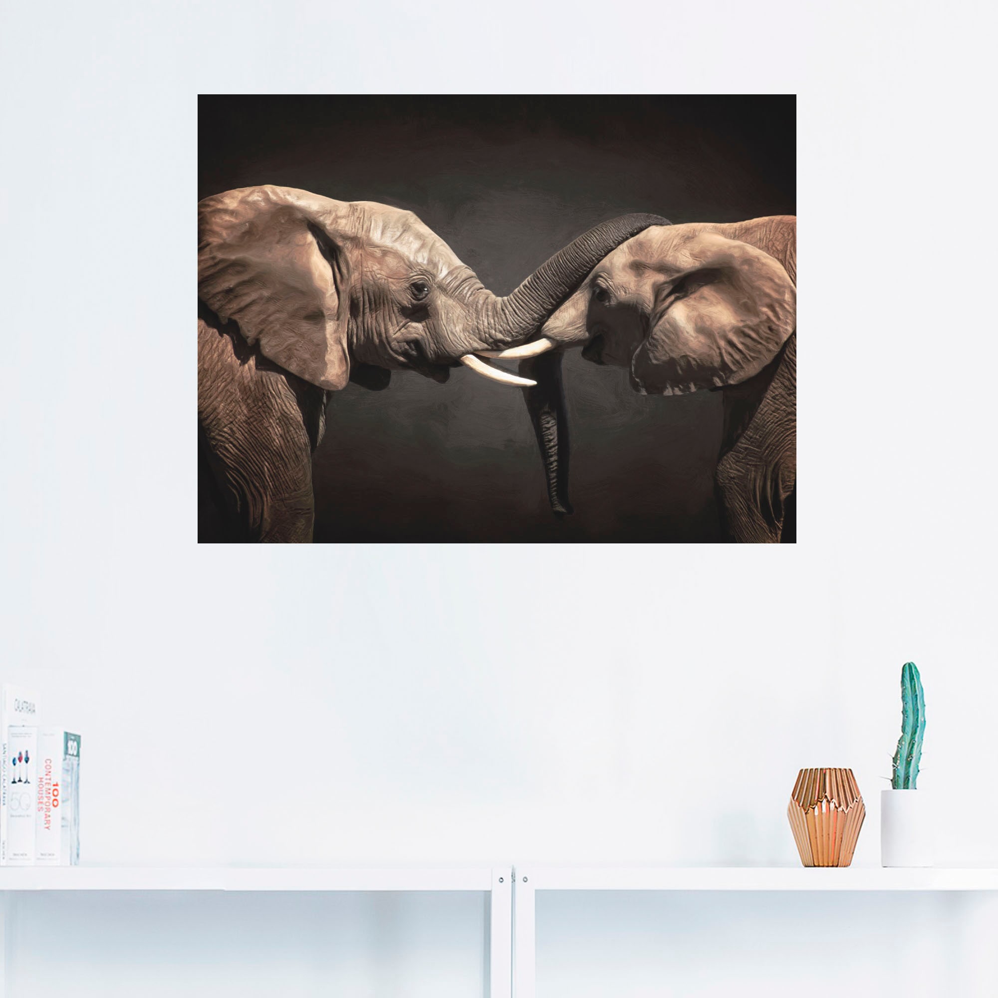 Artland Wandbild »Zwei Elefanten«, Wildtiere, (1 St.), als Leinwandbild,  Wandaufkleber oder Poster in versch. Größen bestellen | BAUR