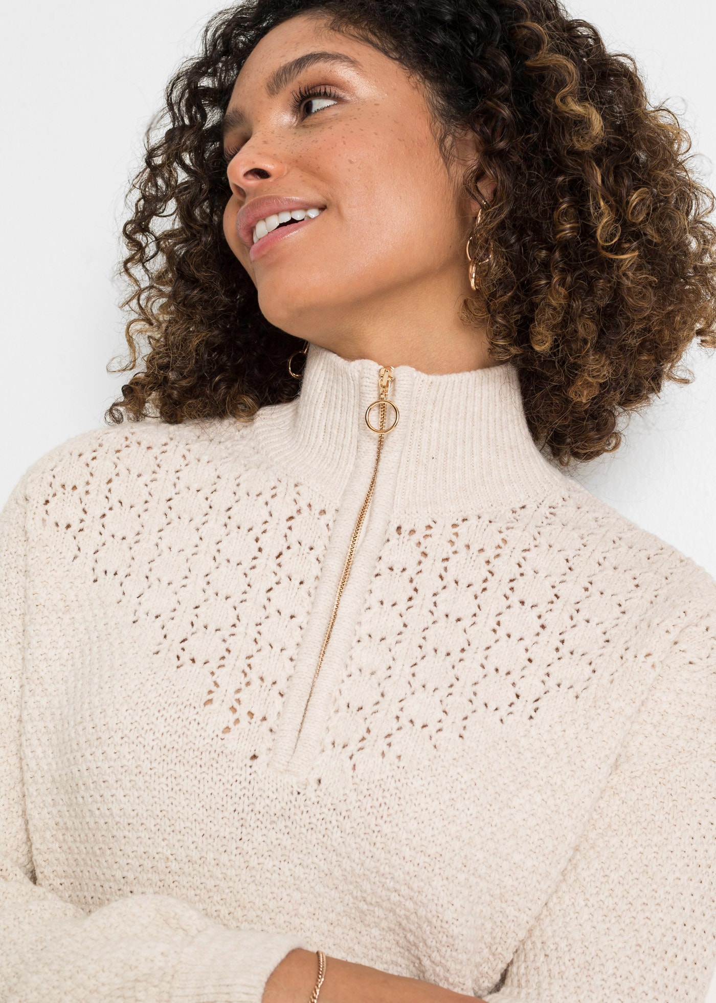 bonprix Troyer Troyer Pullover mit Ajourmuster