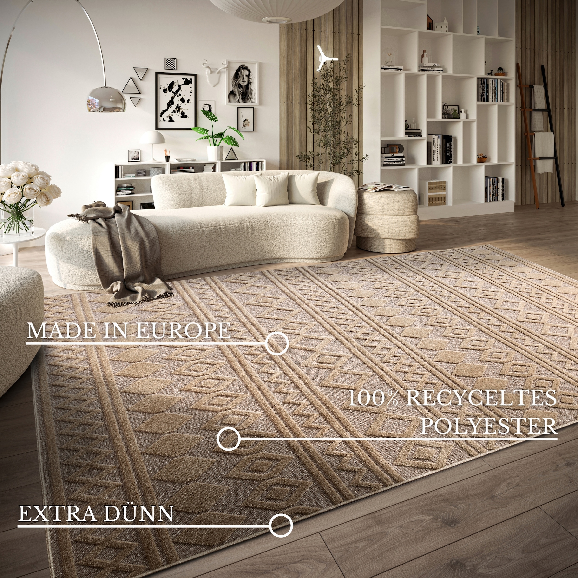 Villeroy & Boch Teppich »Catherine«, rechteckig, 5,5 mm Höhe, Wohnzimmer, Schlafzimmer, Modern, Hoch-Tief Effekt, Flur