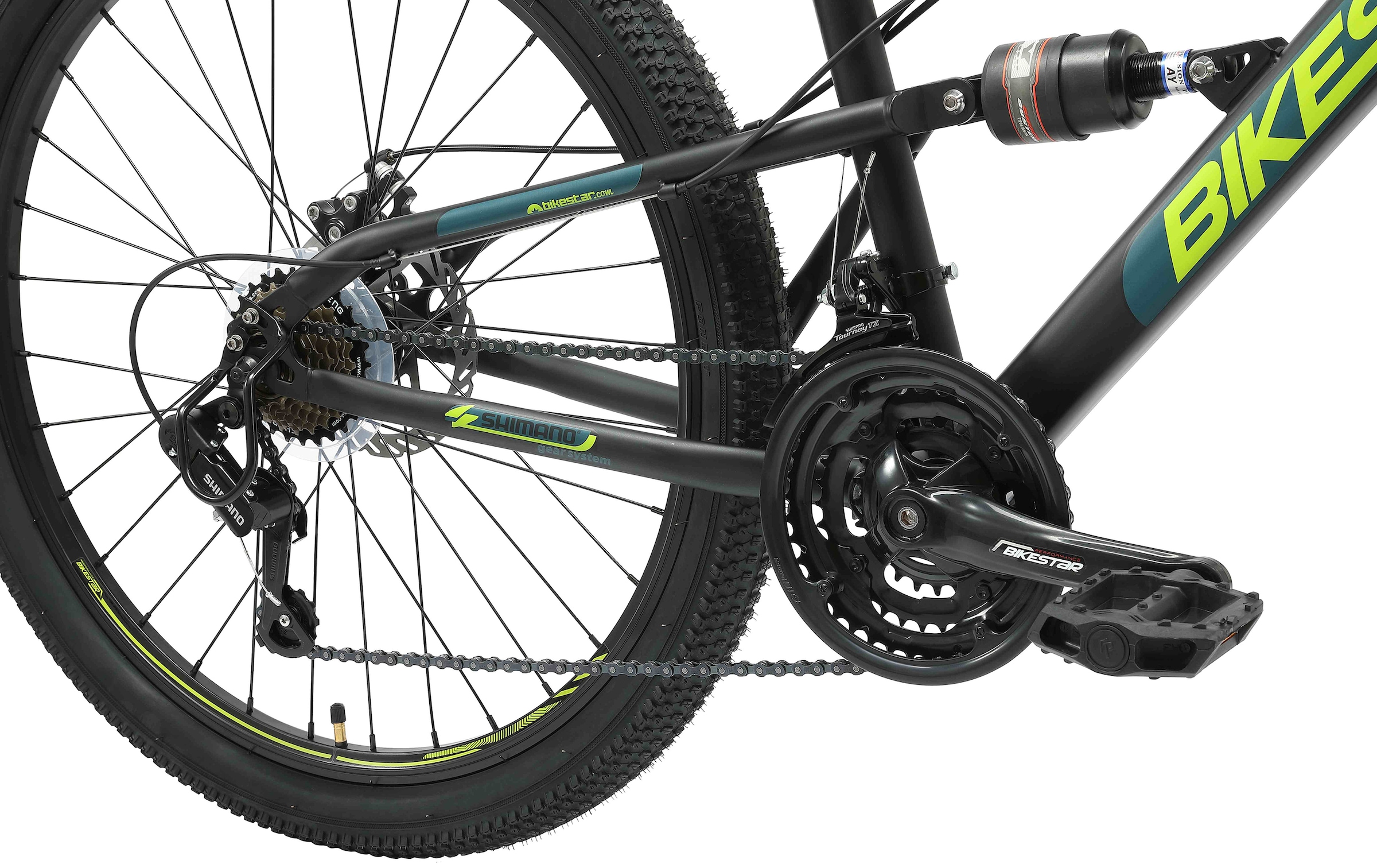 Bikestar Mountainbike, 21 Gang, Shimano, RD-TY300 Schaltwerk, Kettenschaltung, für Damen und Herren, Kettenschaltung